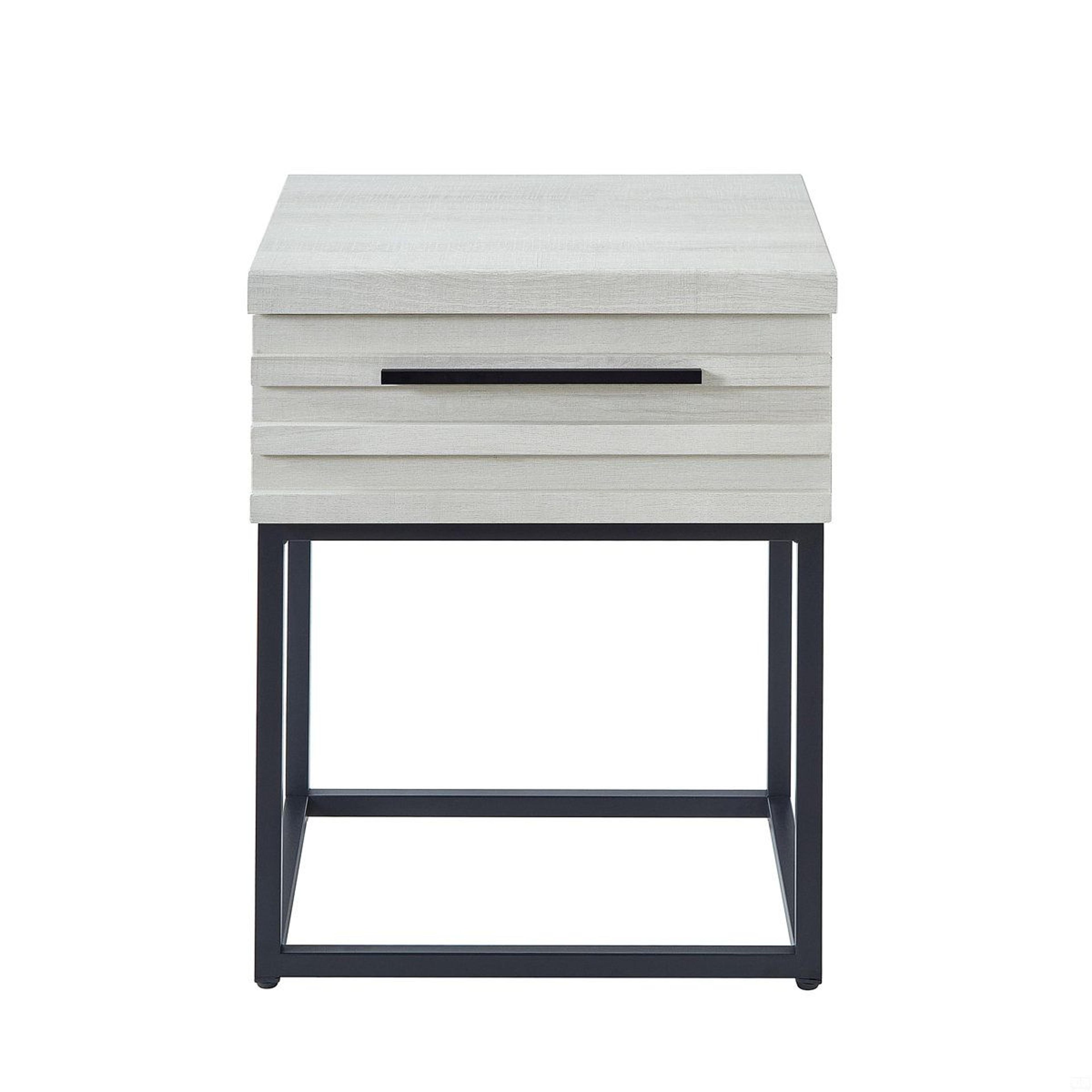 Contemporary Storage End Table With Drawer And Black Metal Base 8