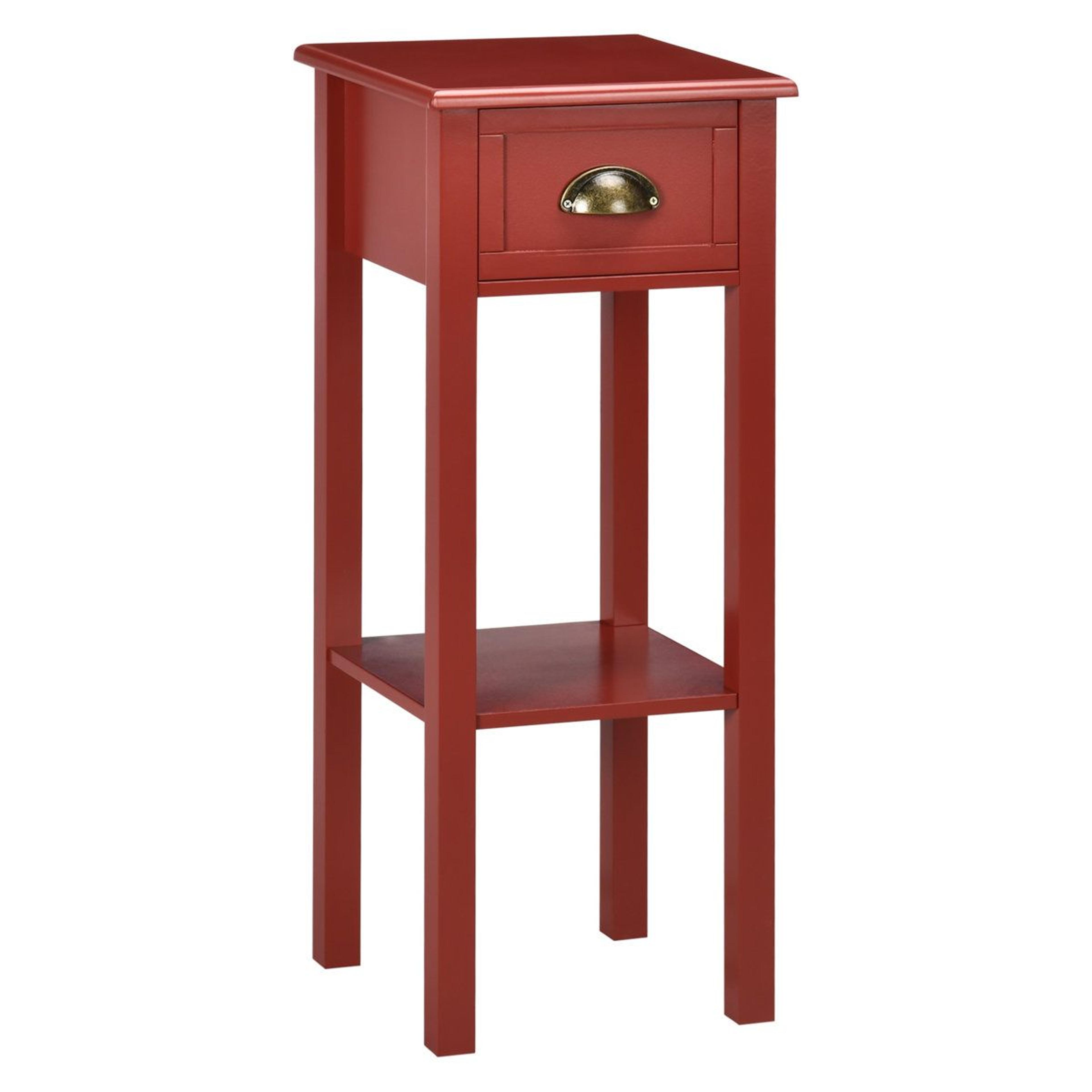 tall end table with drawer and storage shelf – red square side table