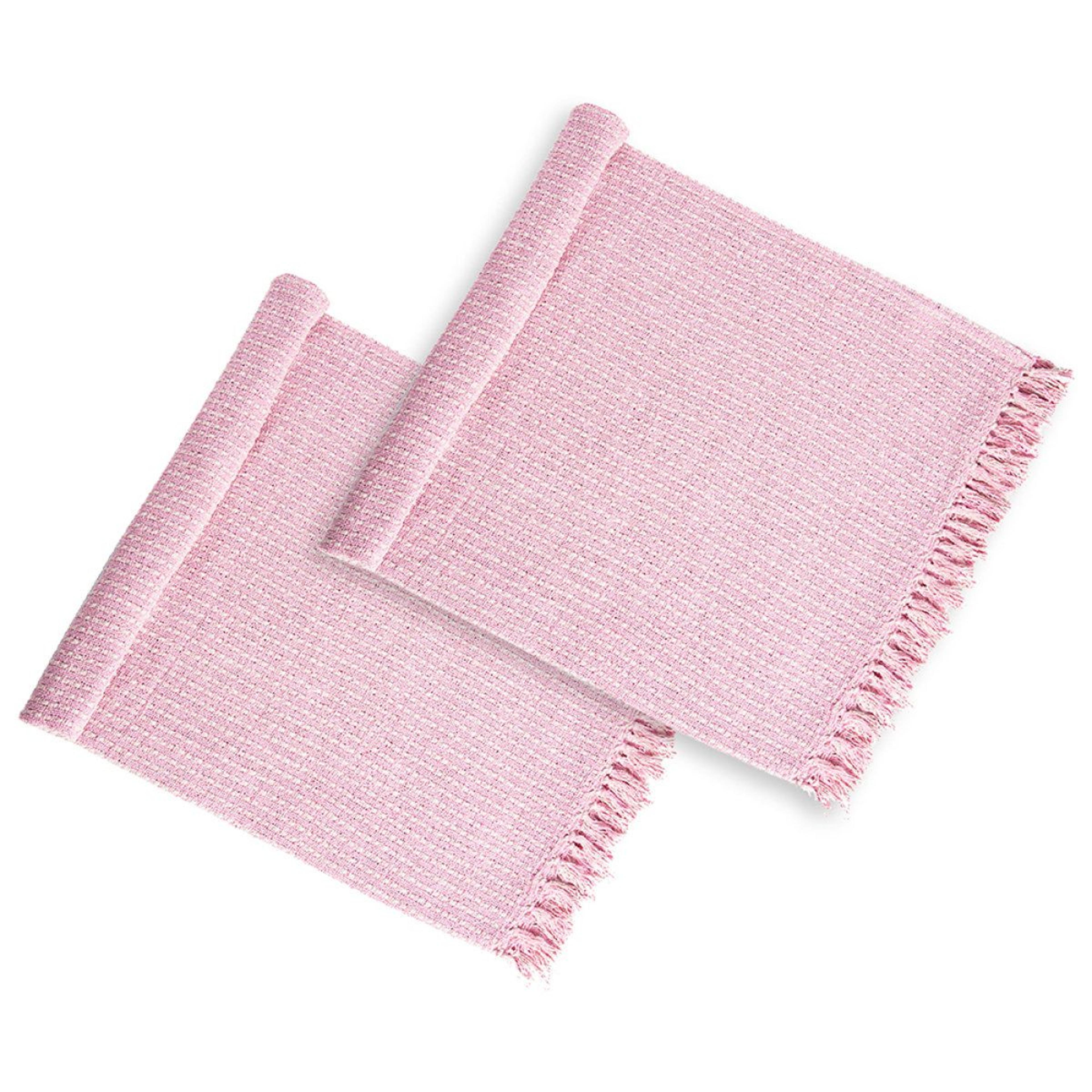 decorative pink cotton throw blanket with tassels 50 x 60 inches set of 2