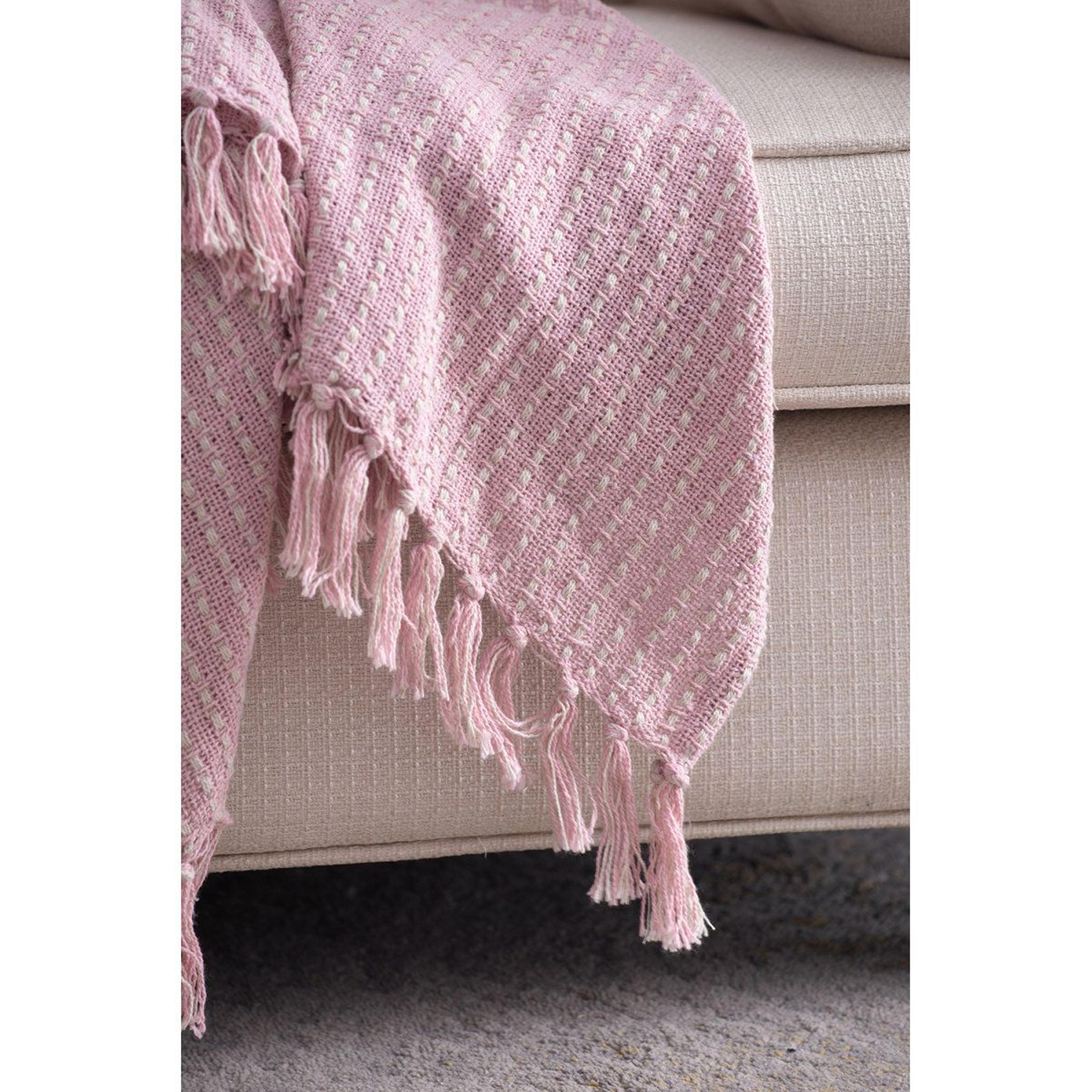 Decorative Pink Cotton Throw Blanket With Tassels 50 X 60 Inches Set Of 2 9