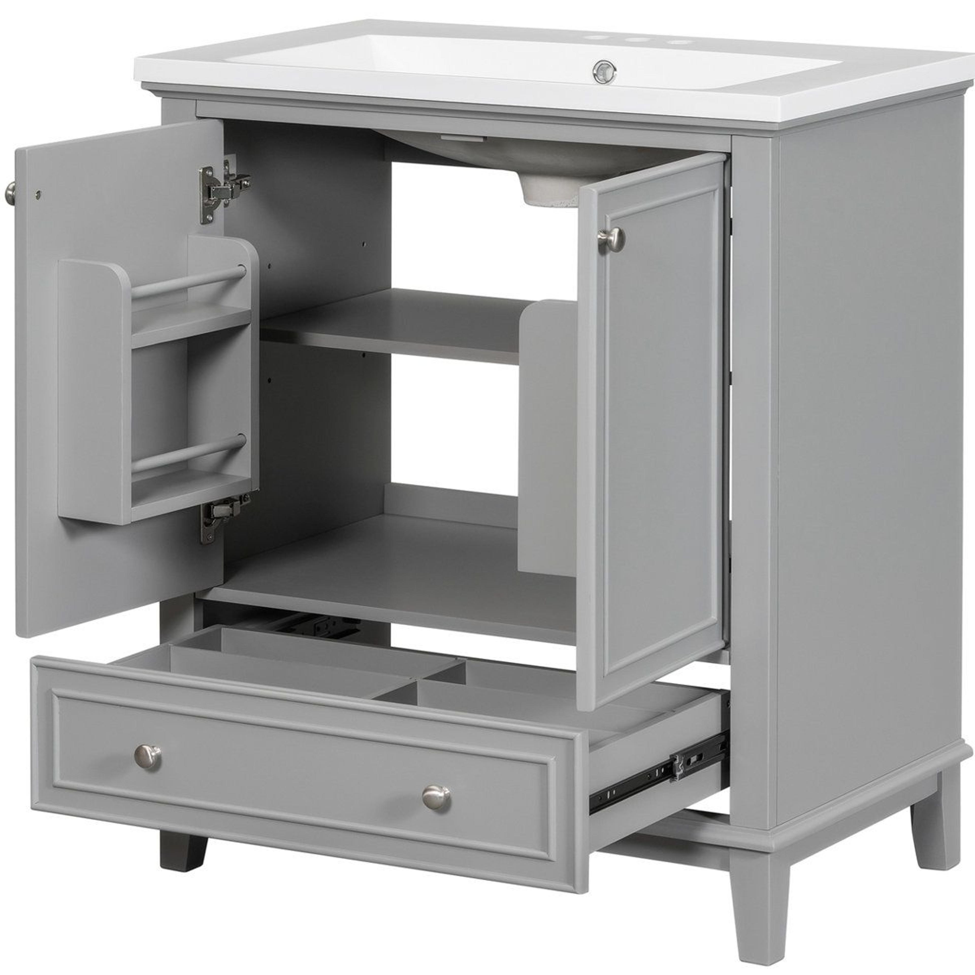 30Inch Bathroom Vanity With Ceramic Sink And Wood Storage Cabinet 9