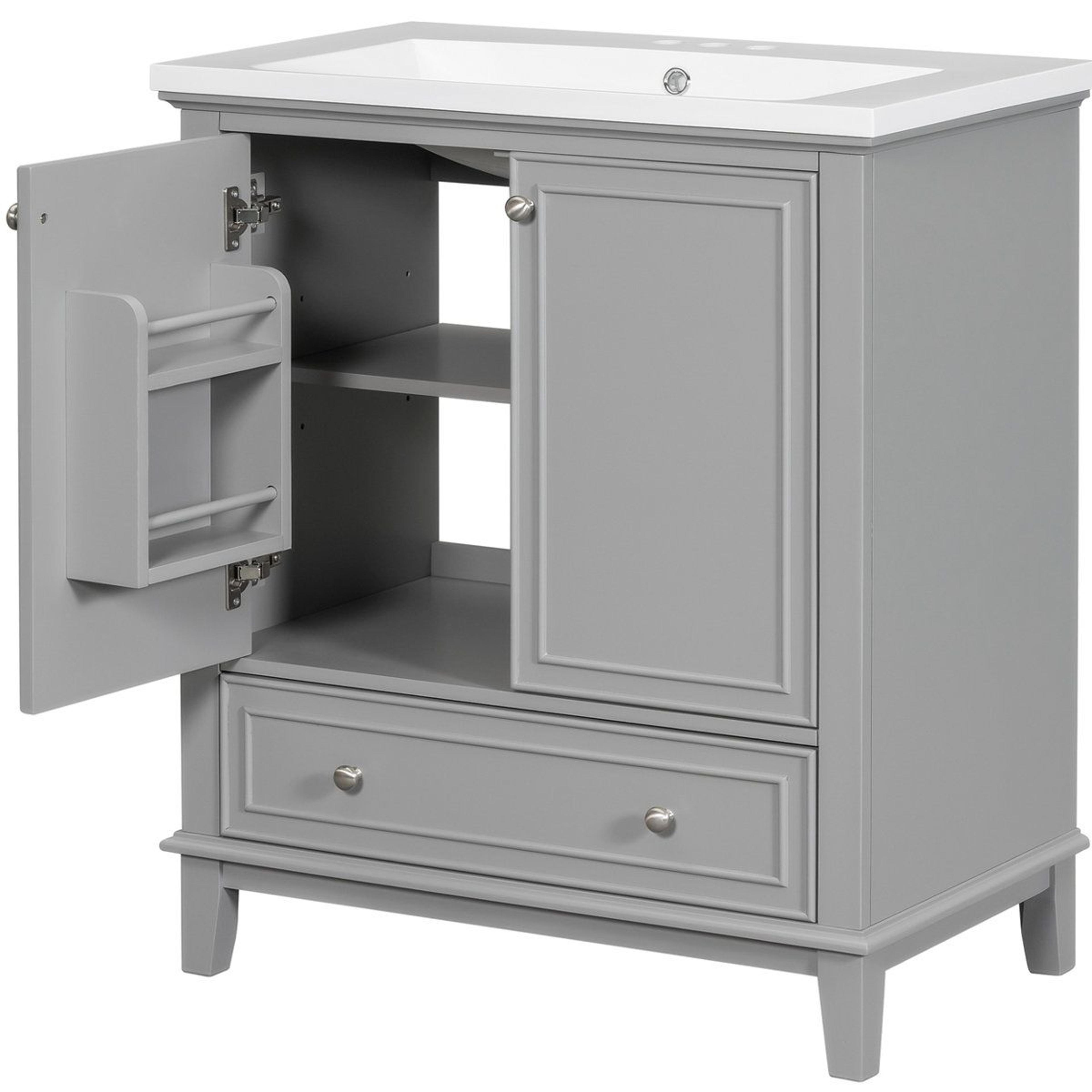 30Inch Bathroom Vanity With Ceramic Sink And Wood Storage Cabinet 10