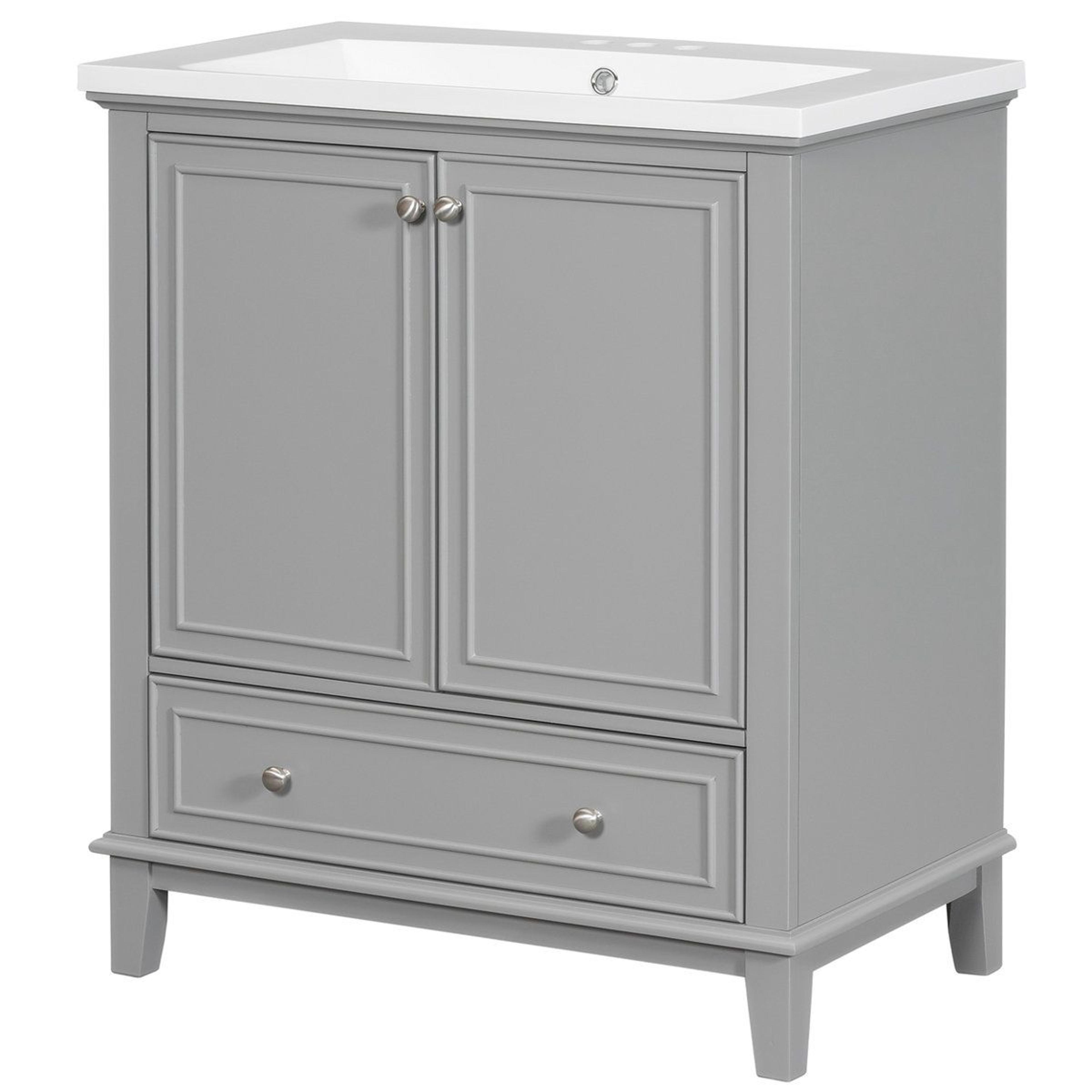 30Inch Bathroom Vanity With Ceramic Sink And Wood Storage Cabinet 3
