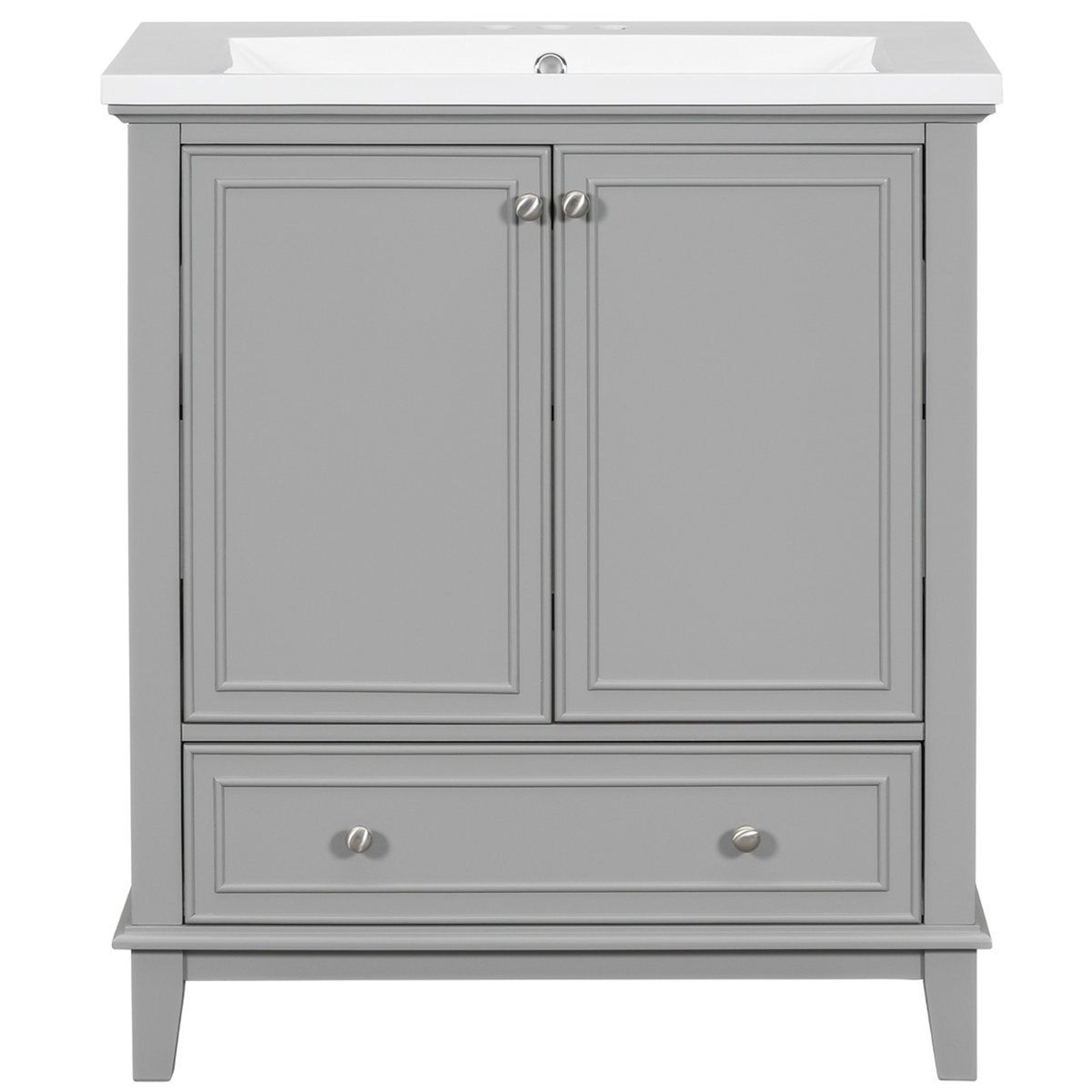 30Inch Bathroom Vanity With Ceramic Sink And Wood Storage Cabinet 8