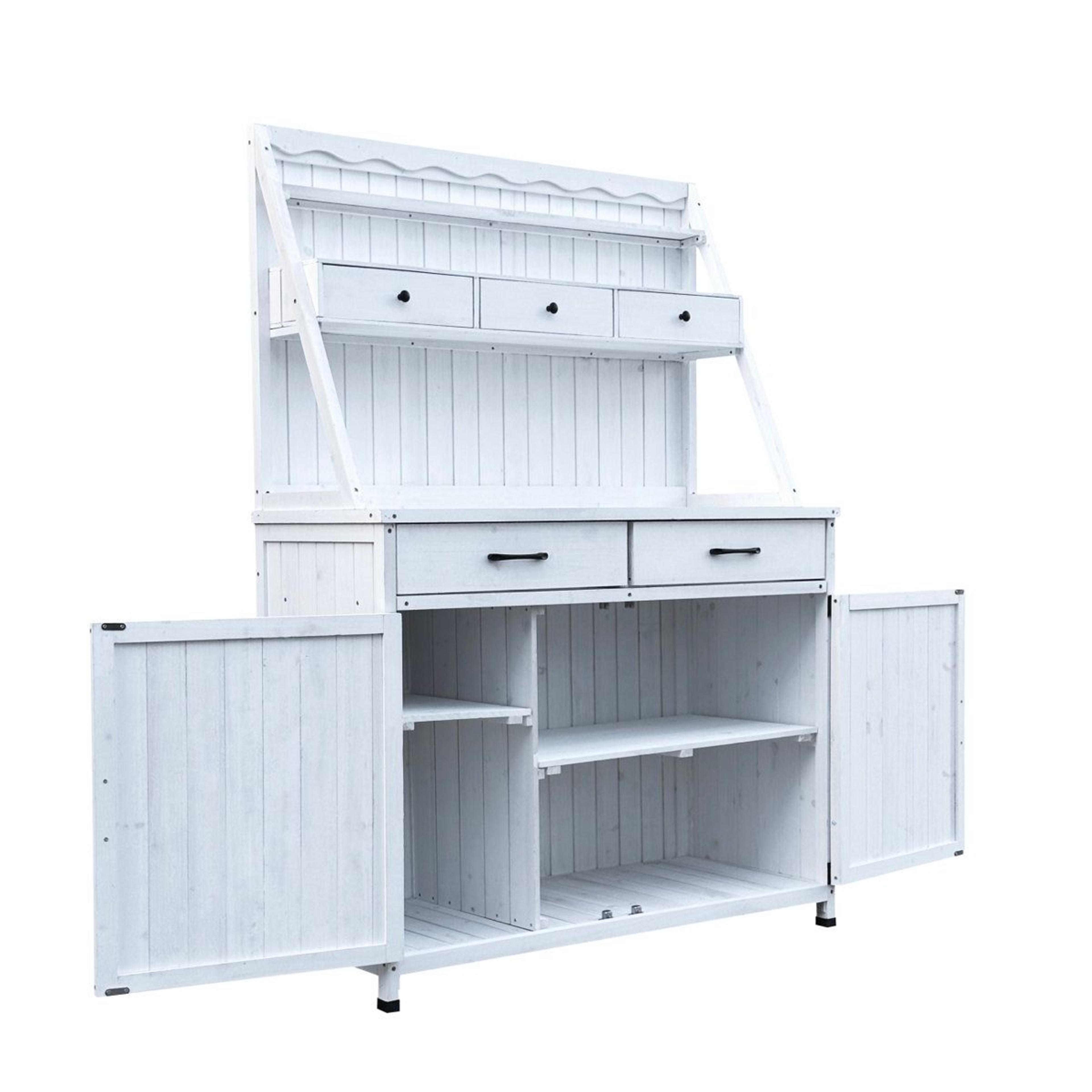 Outdoor Cold Frame Greenhouse With White Metal And Wood Frame 5