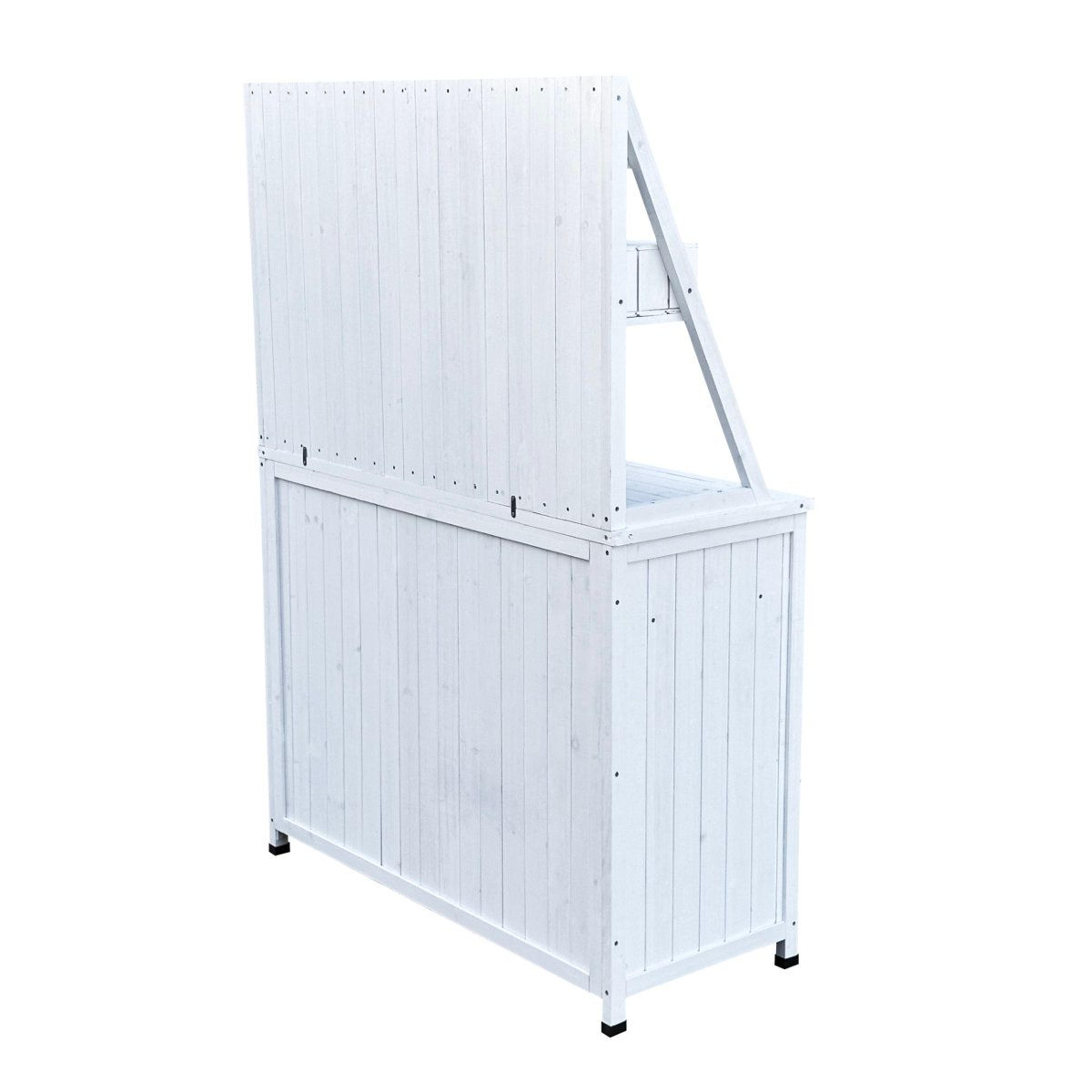 Outdoor Cold Frame Greenhouse With White Metal And Wood Frame 2