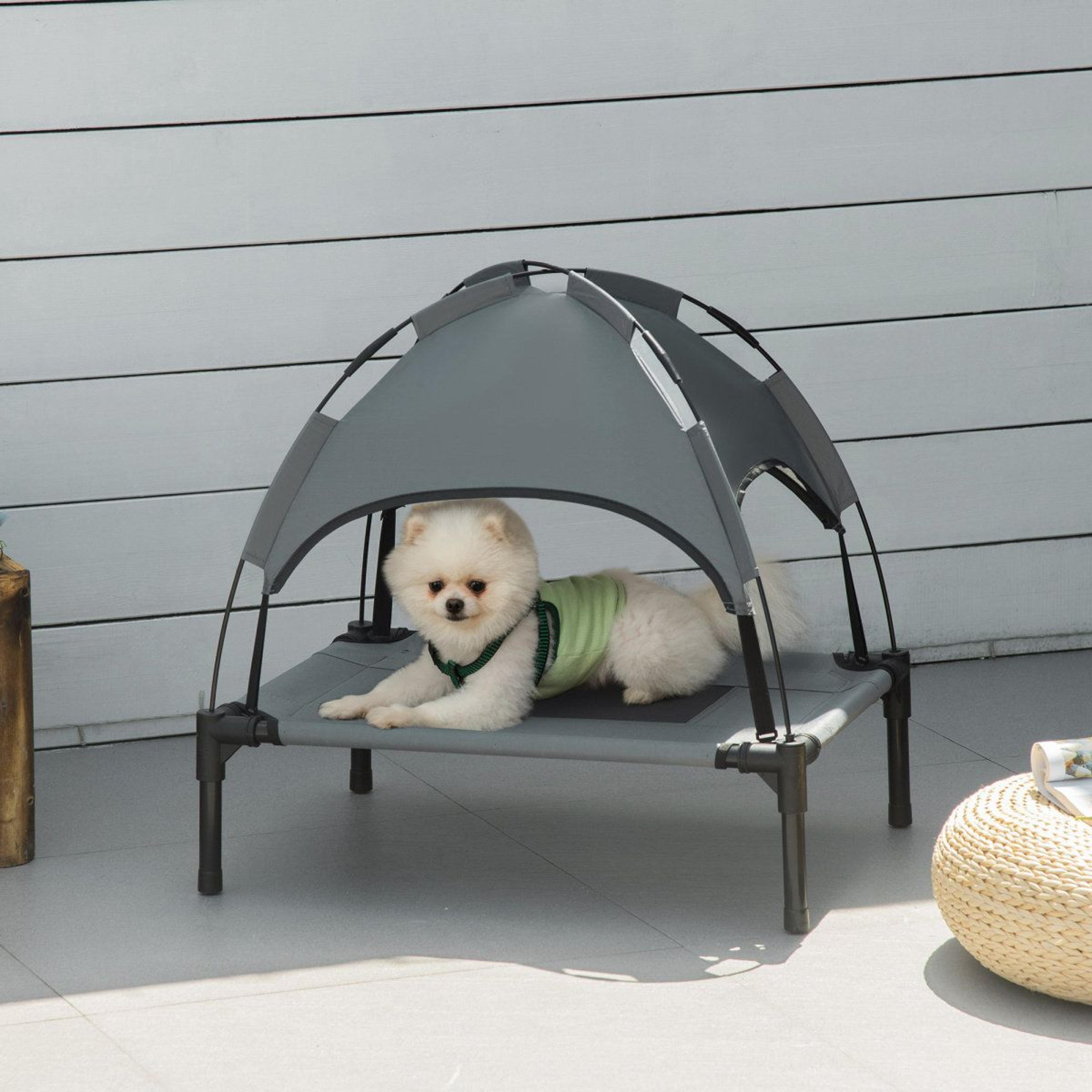 Elevated Dog Cot Bed With UV Protection Canopy And Portable Foldable Frame 1