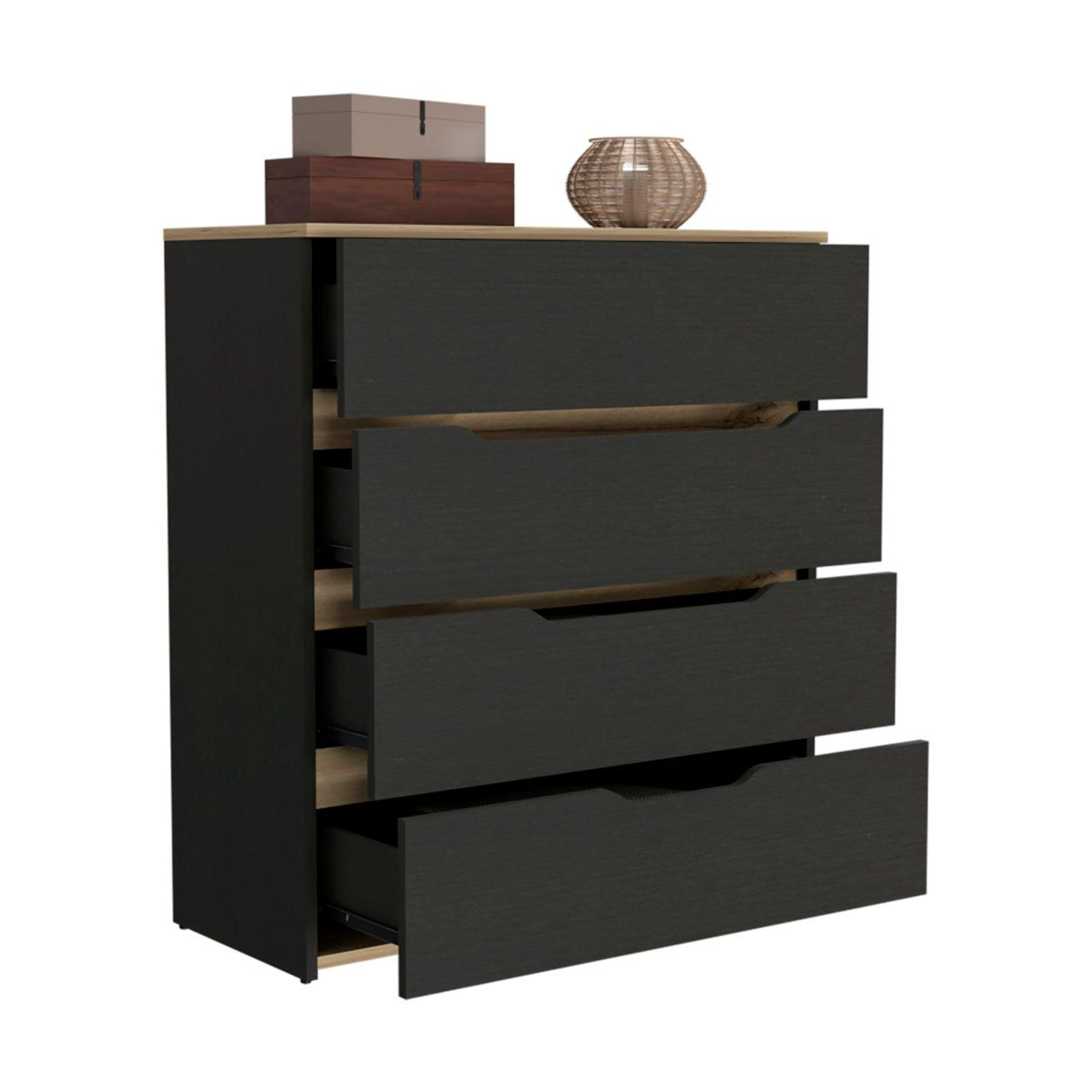 modern accent chest with four storage drawers and manufactured wood construction