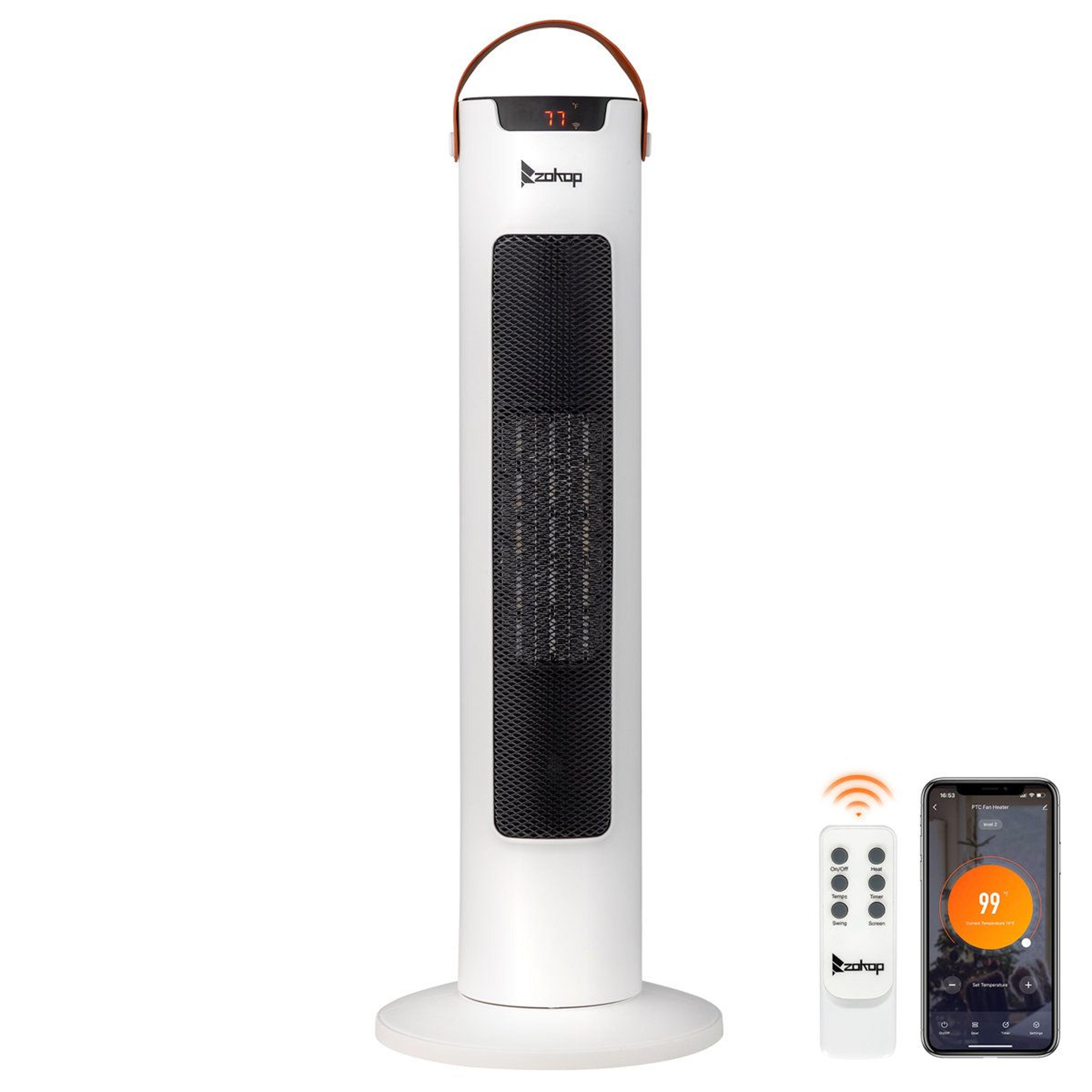 1500w electric ceramic tower space heater with remote control and timer