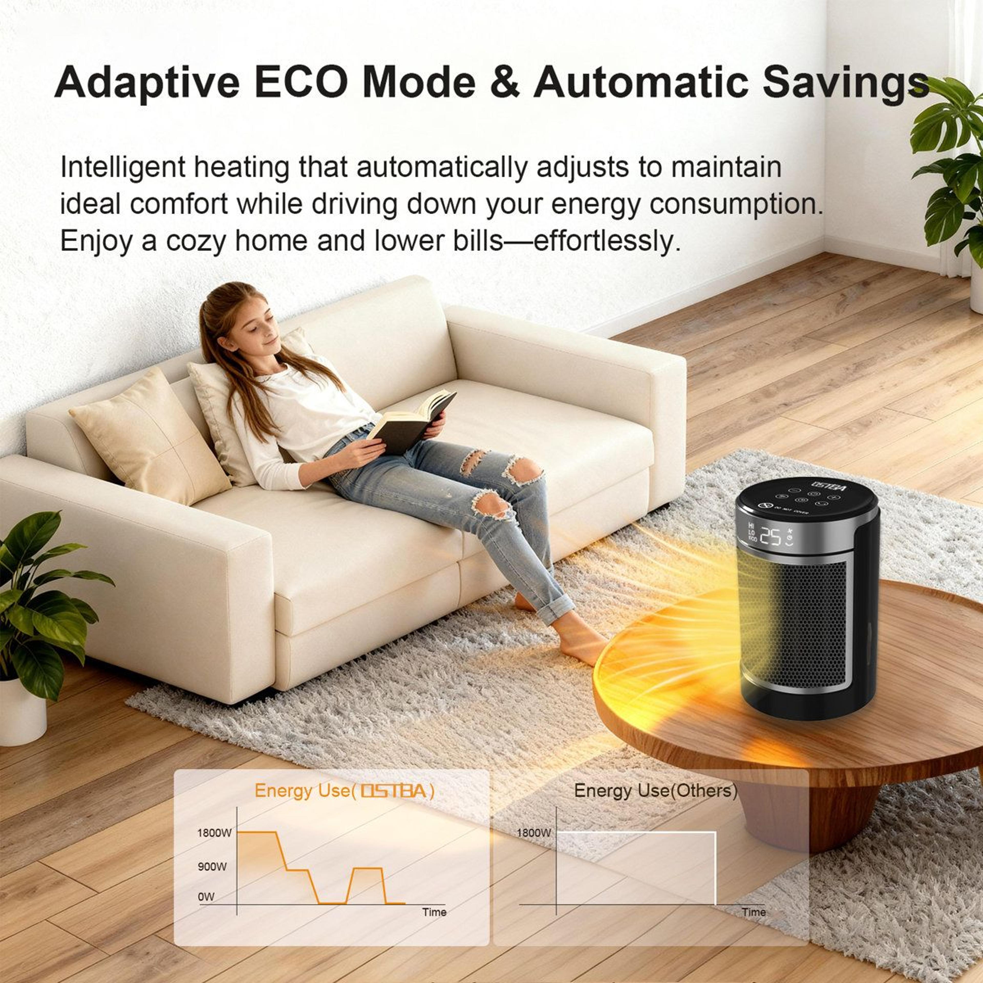 1500W Ceramic Space Heater With Remote Control 70 Oscillation And ECO Thermostat 4