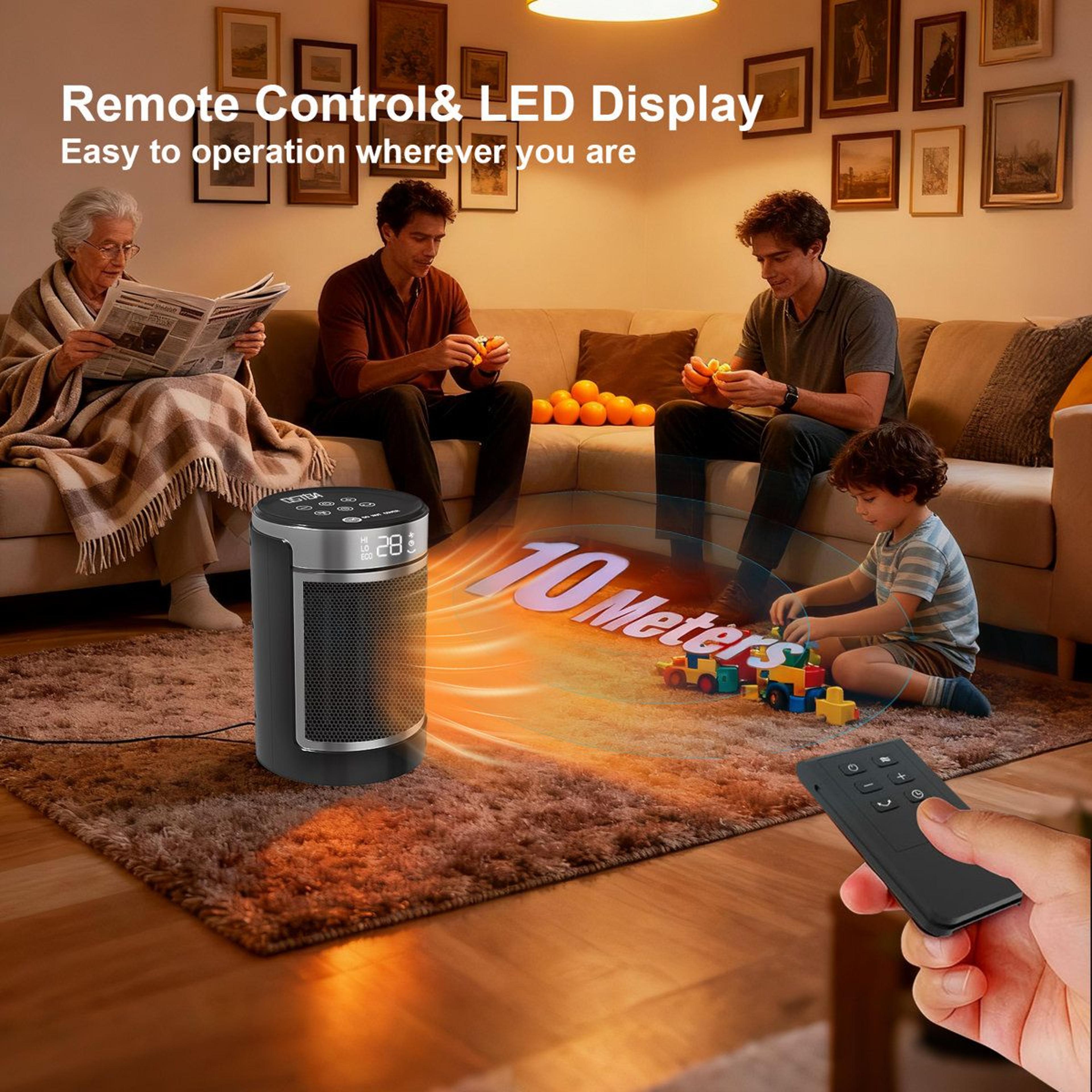 1500W Ceramic Space Heater With Remote Control 70 Oscillation And ECO Thermostat 6