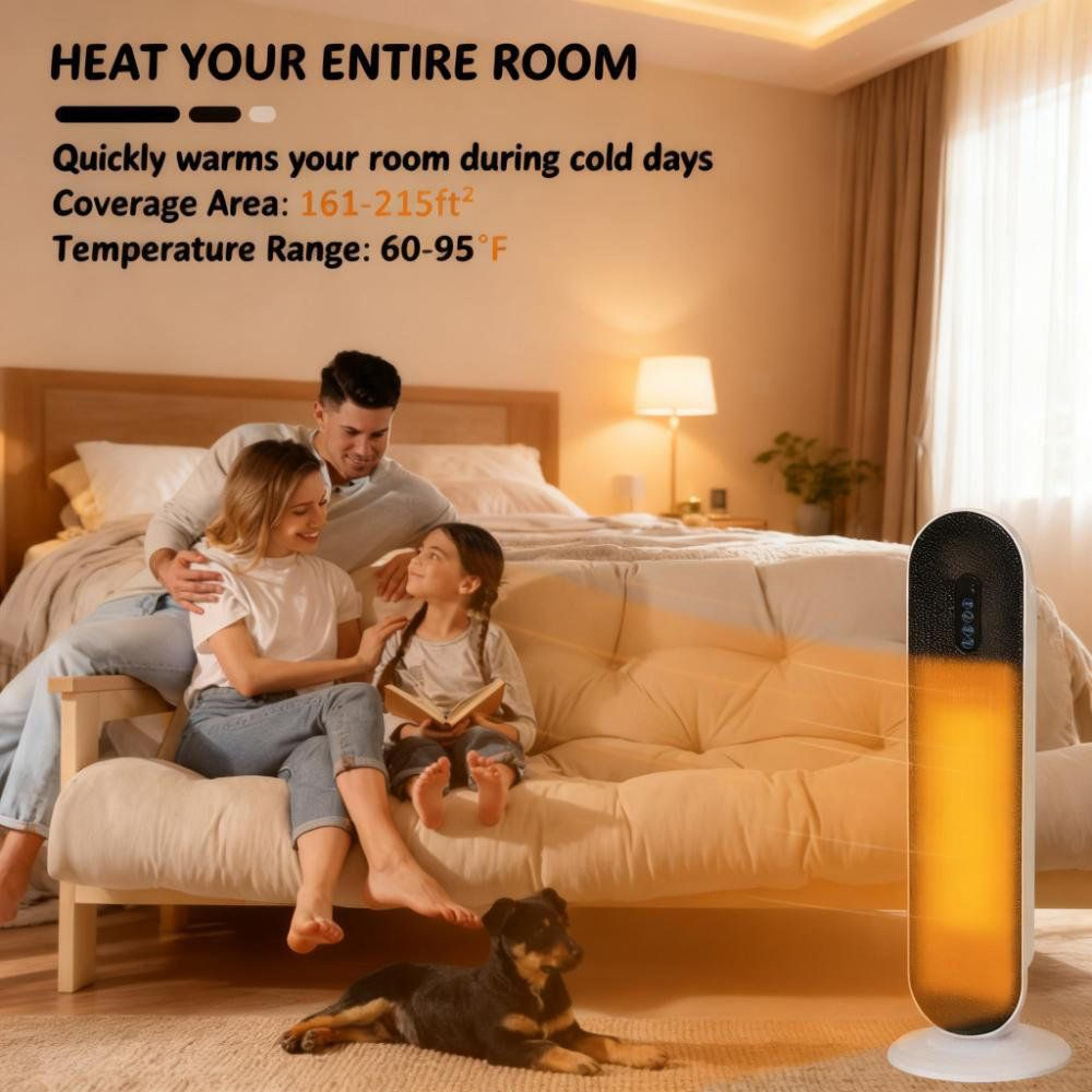 25Inch Ceramic Tower Space Heater With Remote Control And Adjustable Thermostat 6