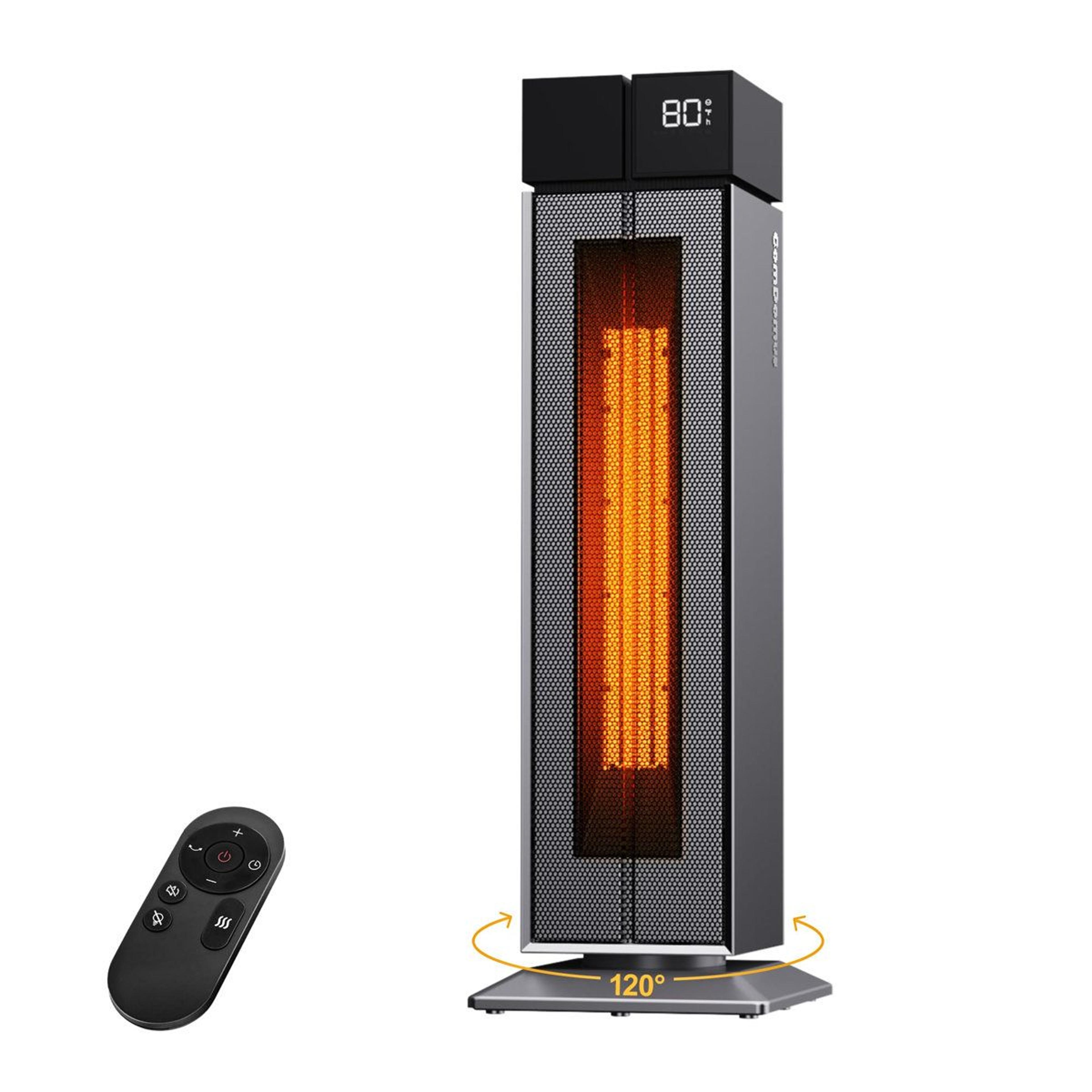 1500w ceramic tower space heater with 120° oscillation and remote control
