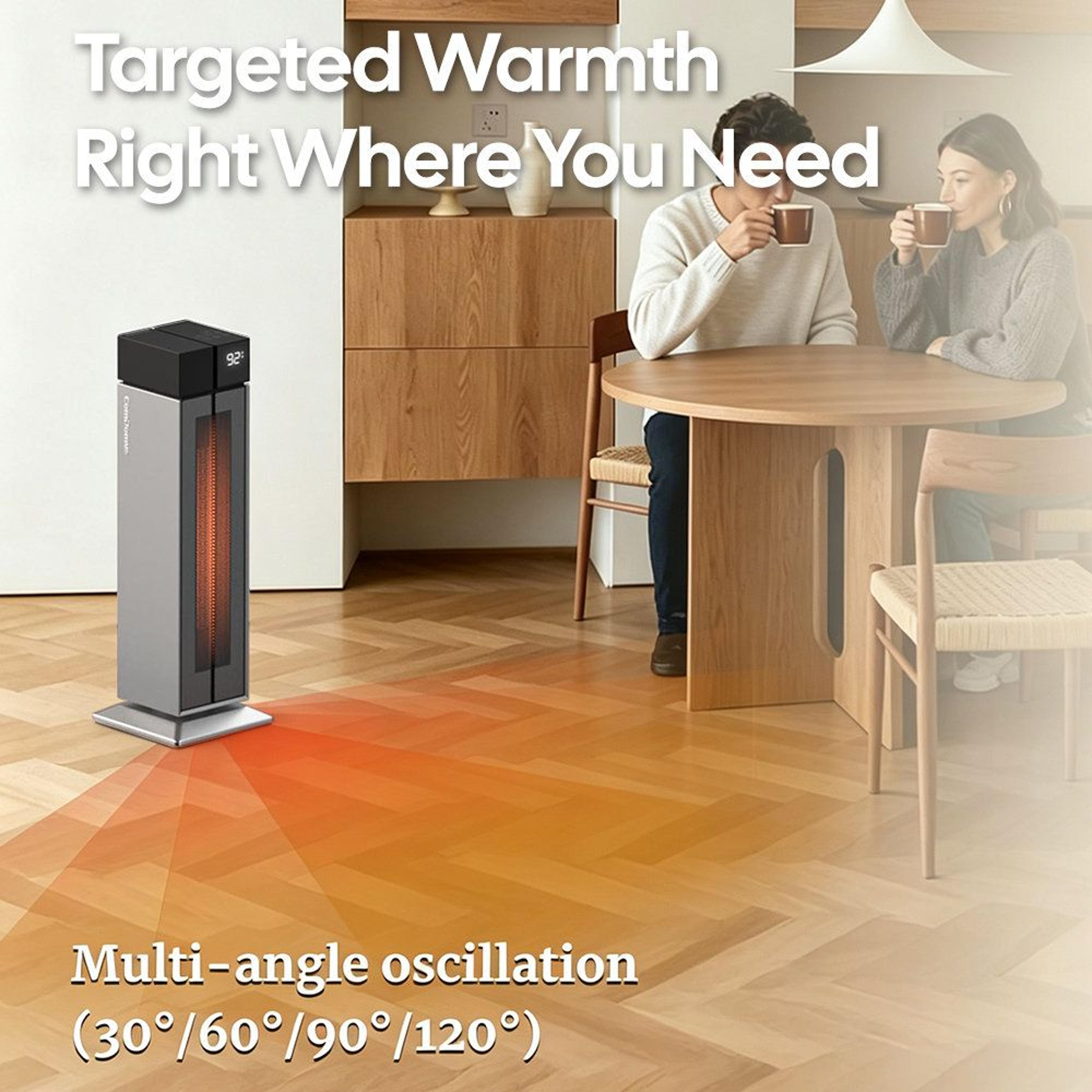 1500W Ceramic Tower Space Heater With 120 Oscillation And Remote Control 5