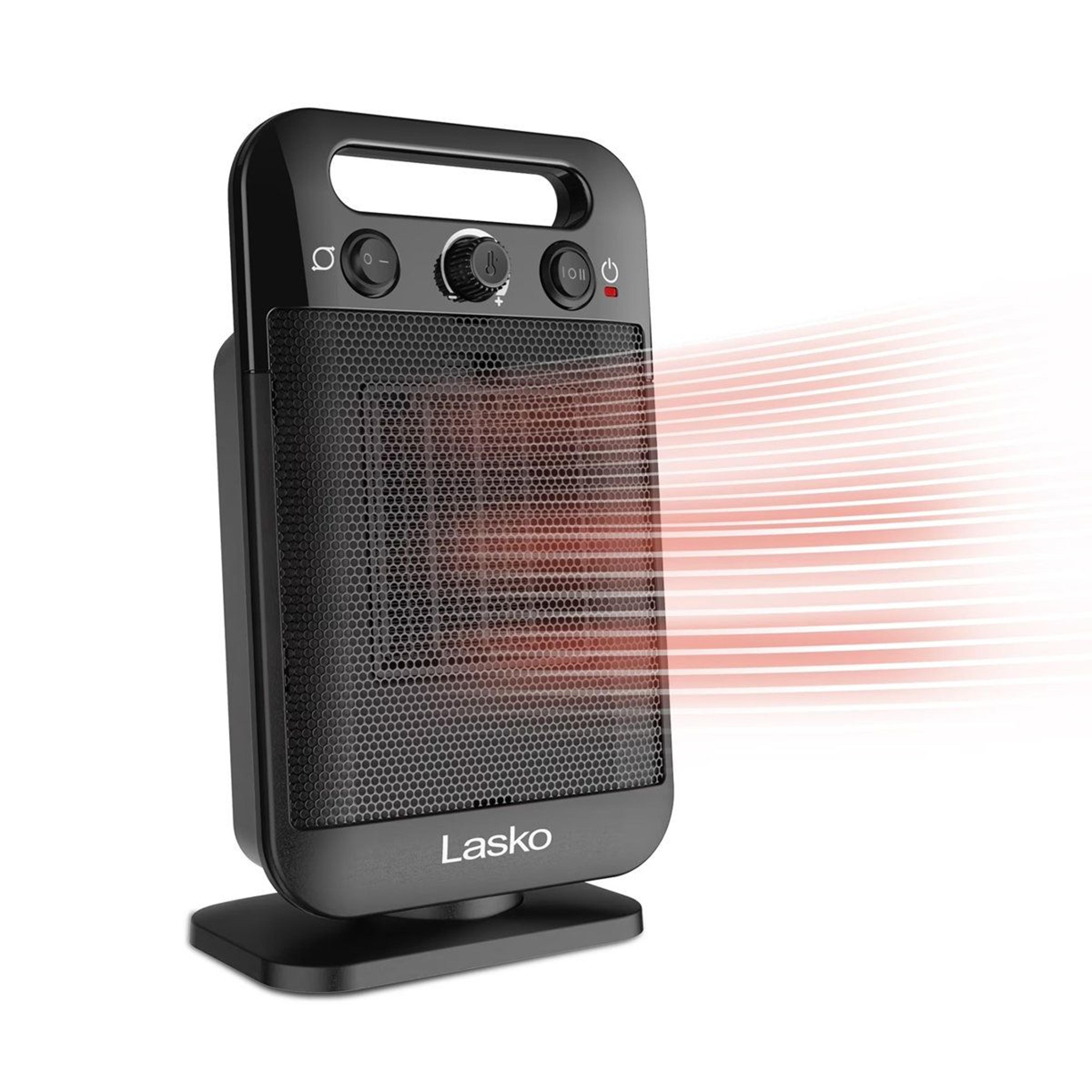 portable ceramic space heater with oscillation and adjustable thermostat