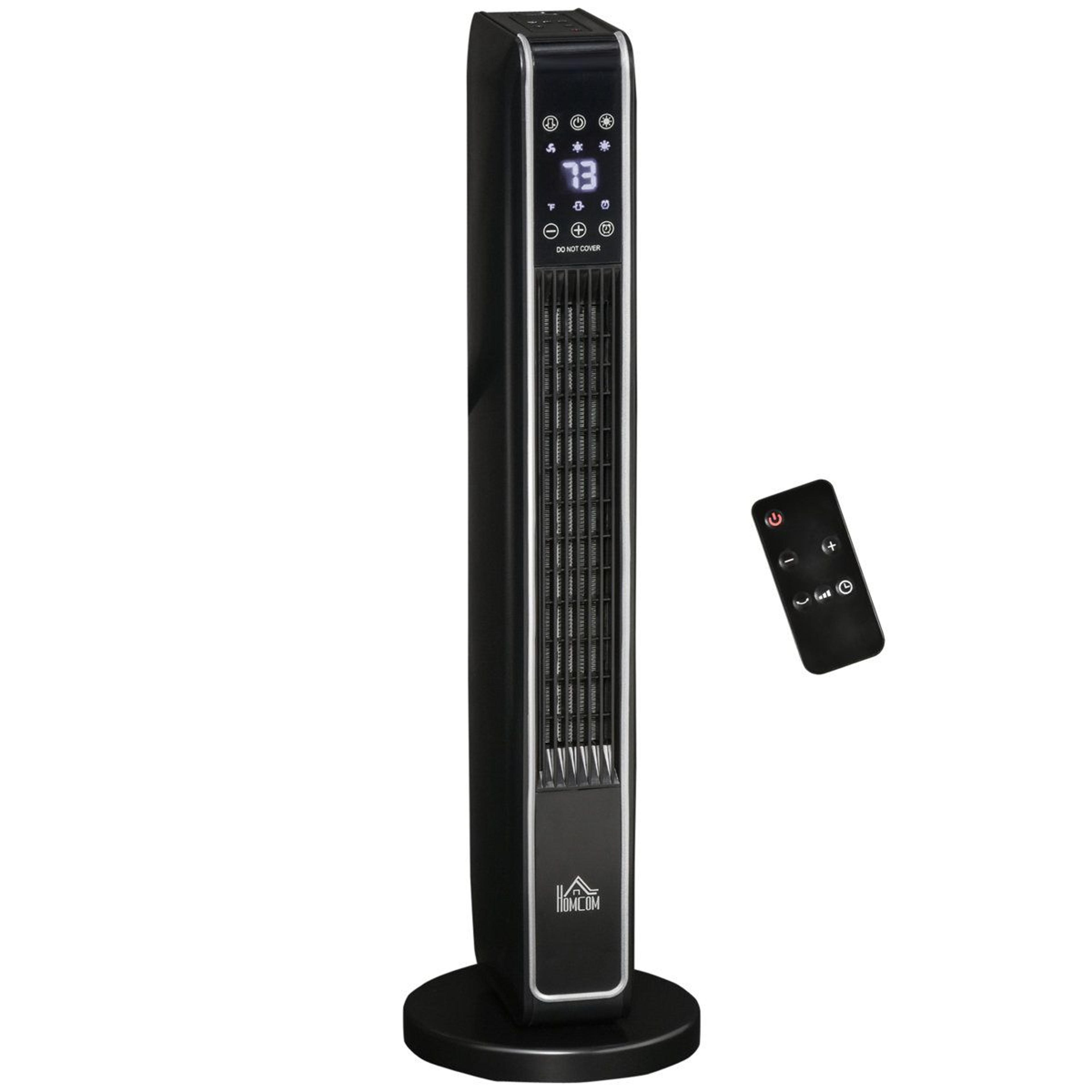 1500w electric tower space heater with remote control and 65° oscillation