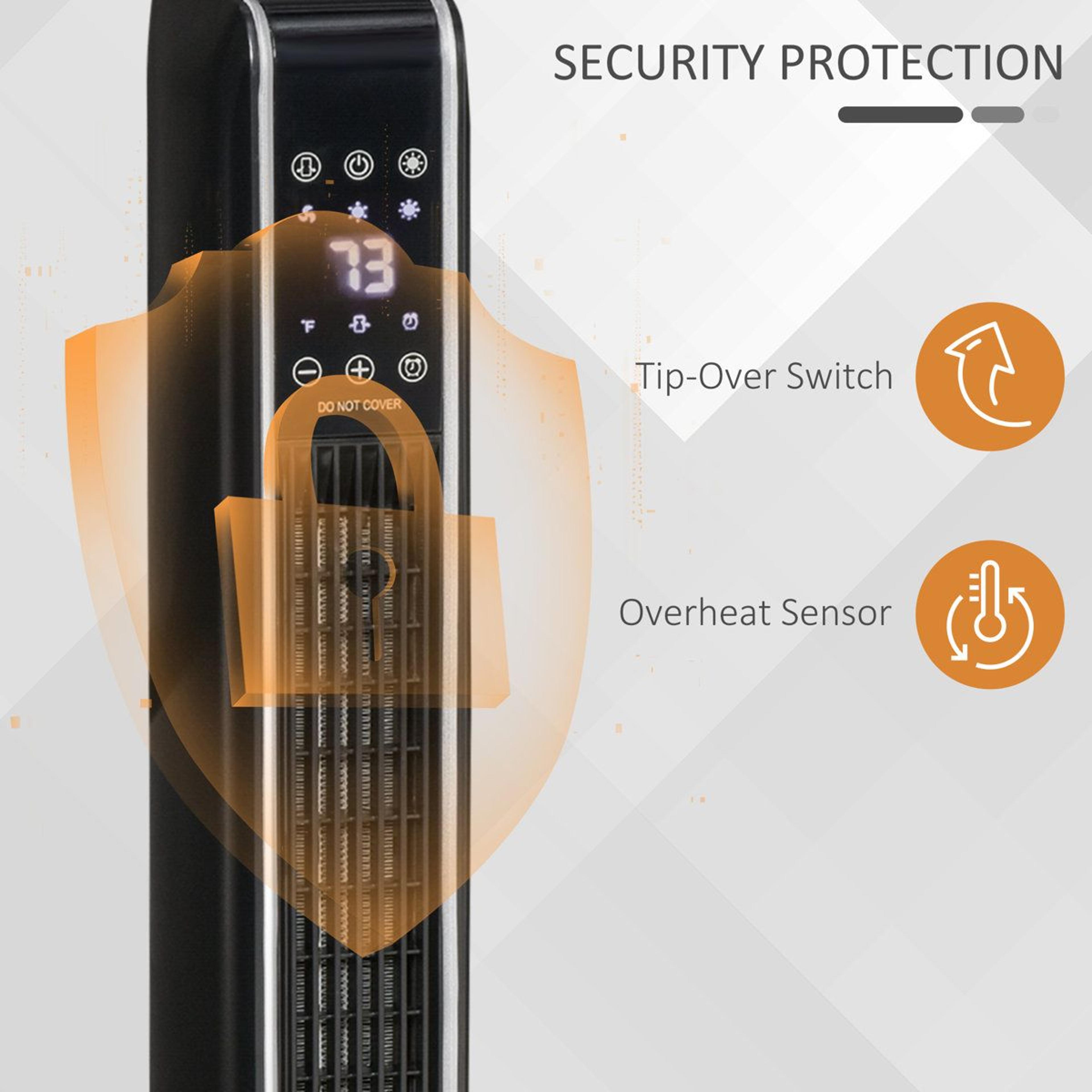 1500W Electric Tower Space Heater With Remote Control And 65 Oscillation 5