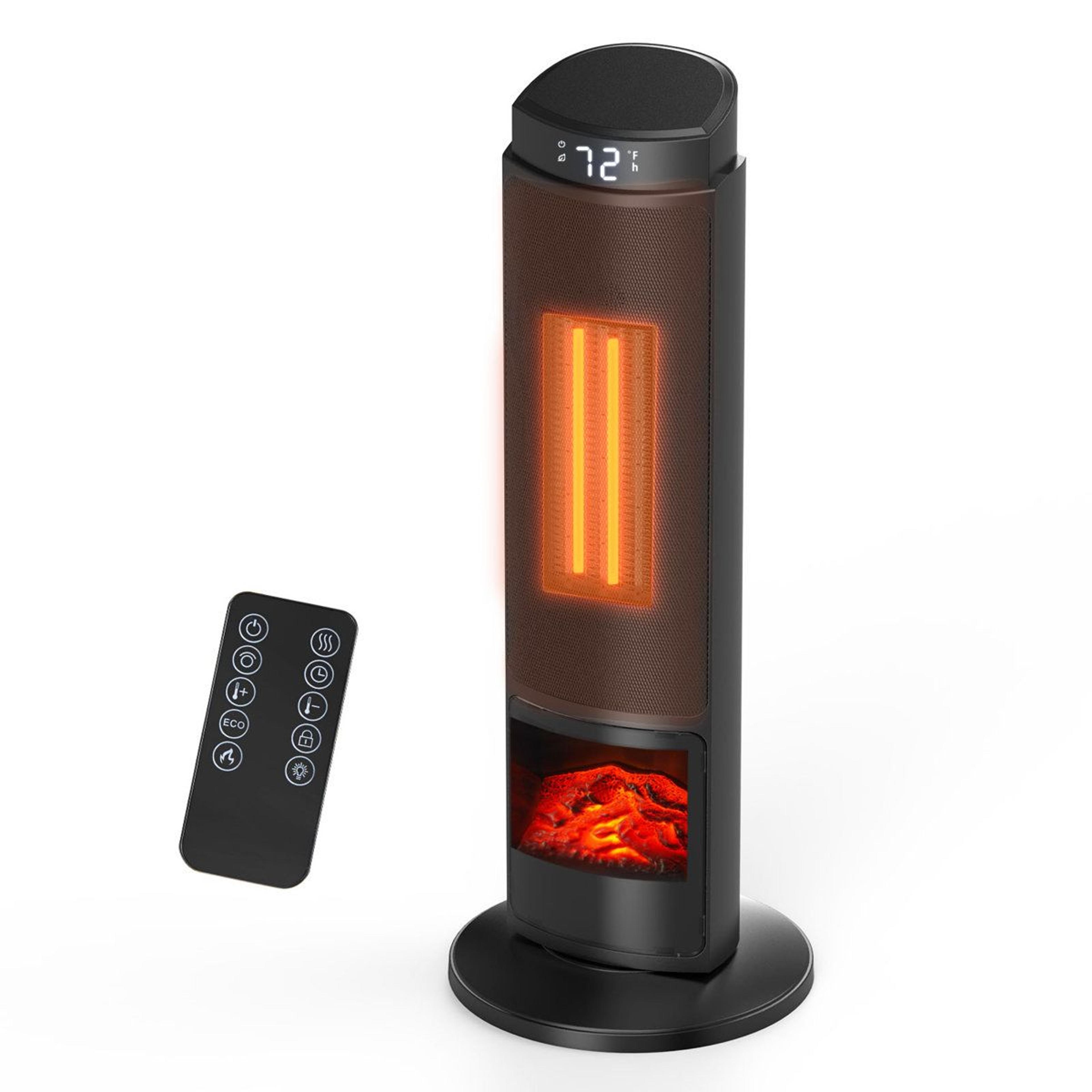 1500w ceramic tower space heater with remote control and 70° oscillation