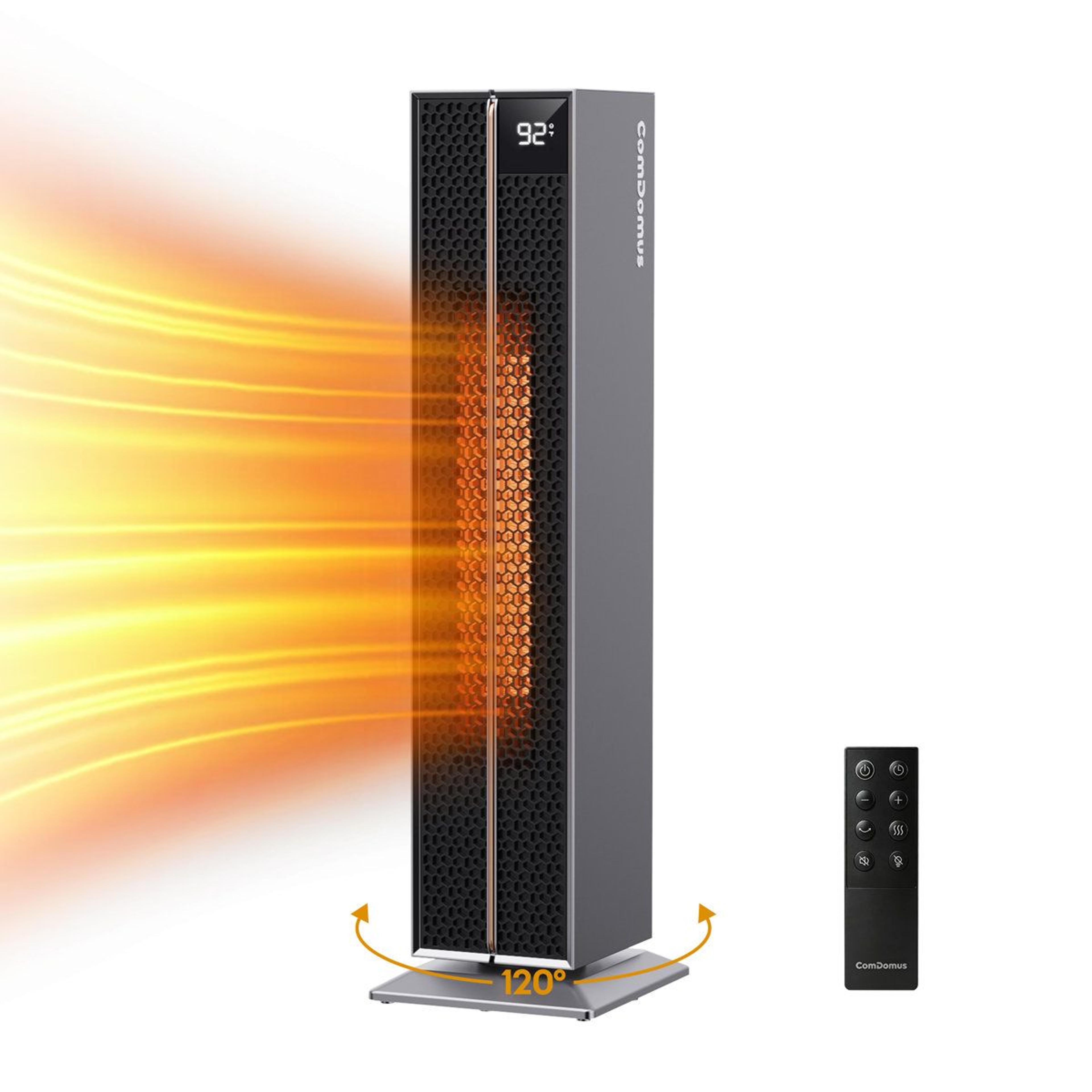 32-inch ceramic tower space heater with 120° oscillation and remote control