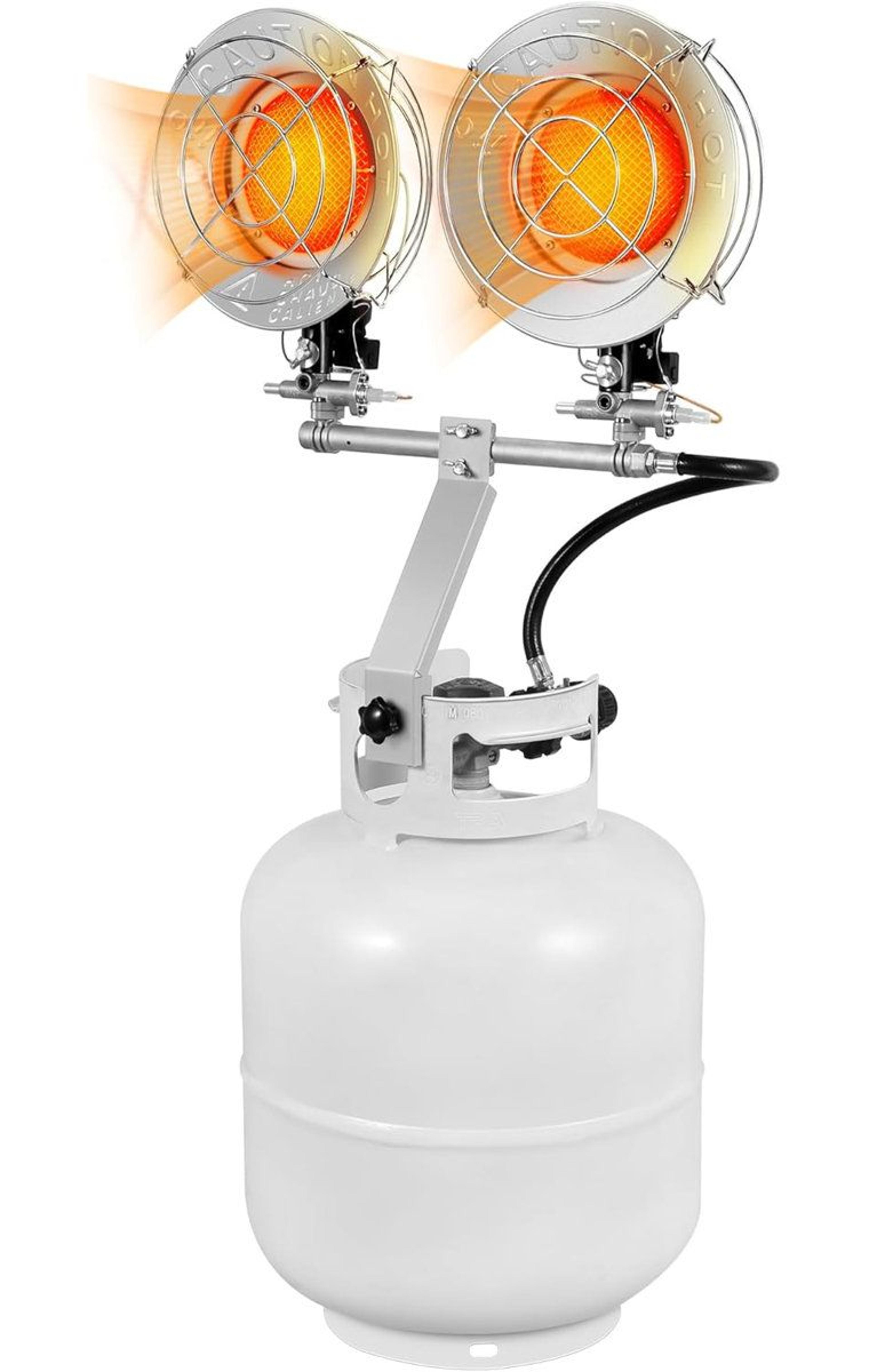 30,000 btu double head propane tank top heater with adjustable heat settings