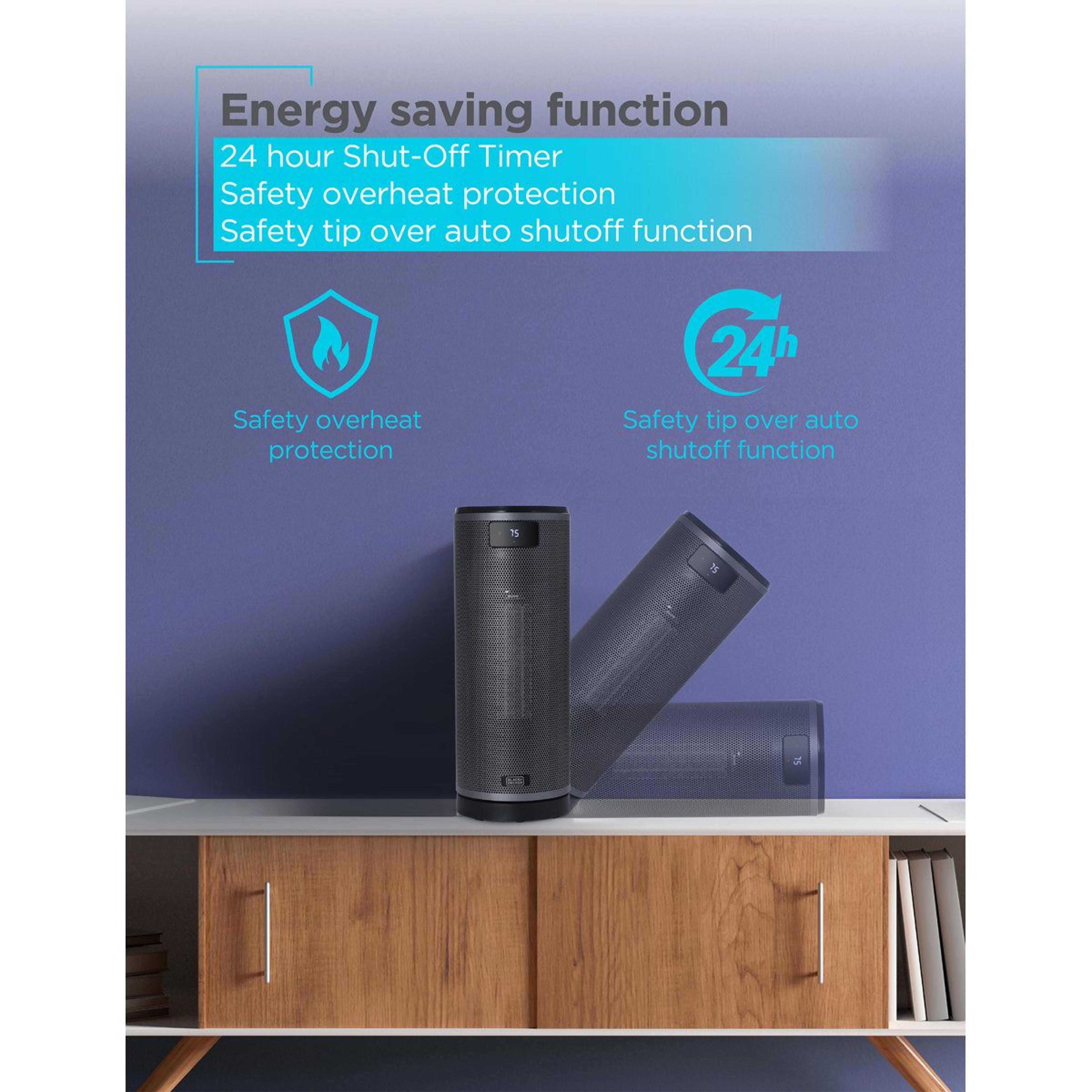1500W Ceramic Oscillating Tower Space Heater With Remote Control And Digital Display 2