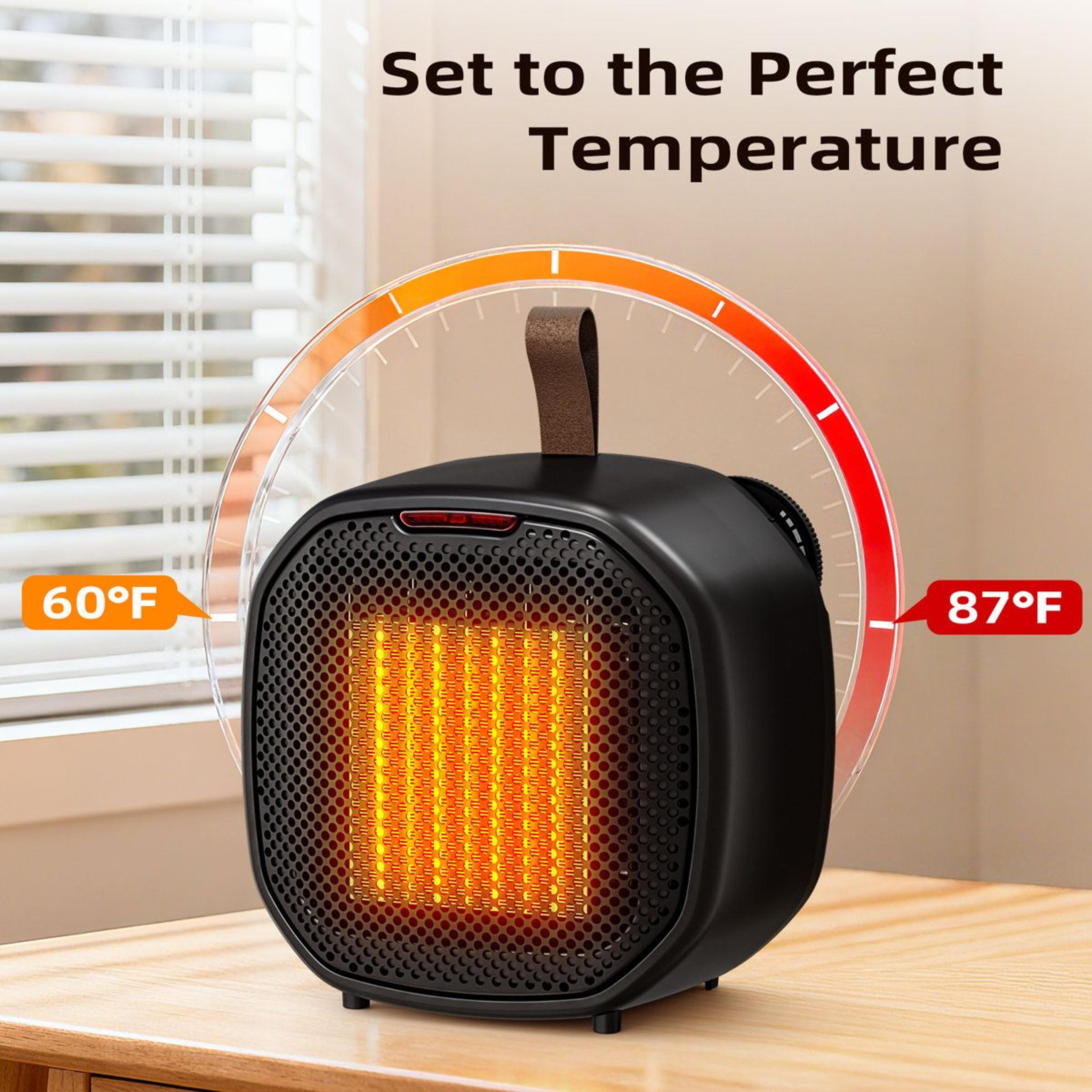 1200W Portable Ceramic Space Heater With Adjustable Thermostat And TipOver Protection 5