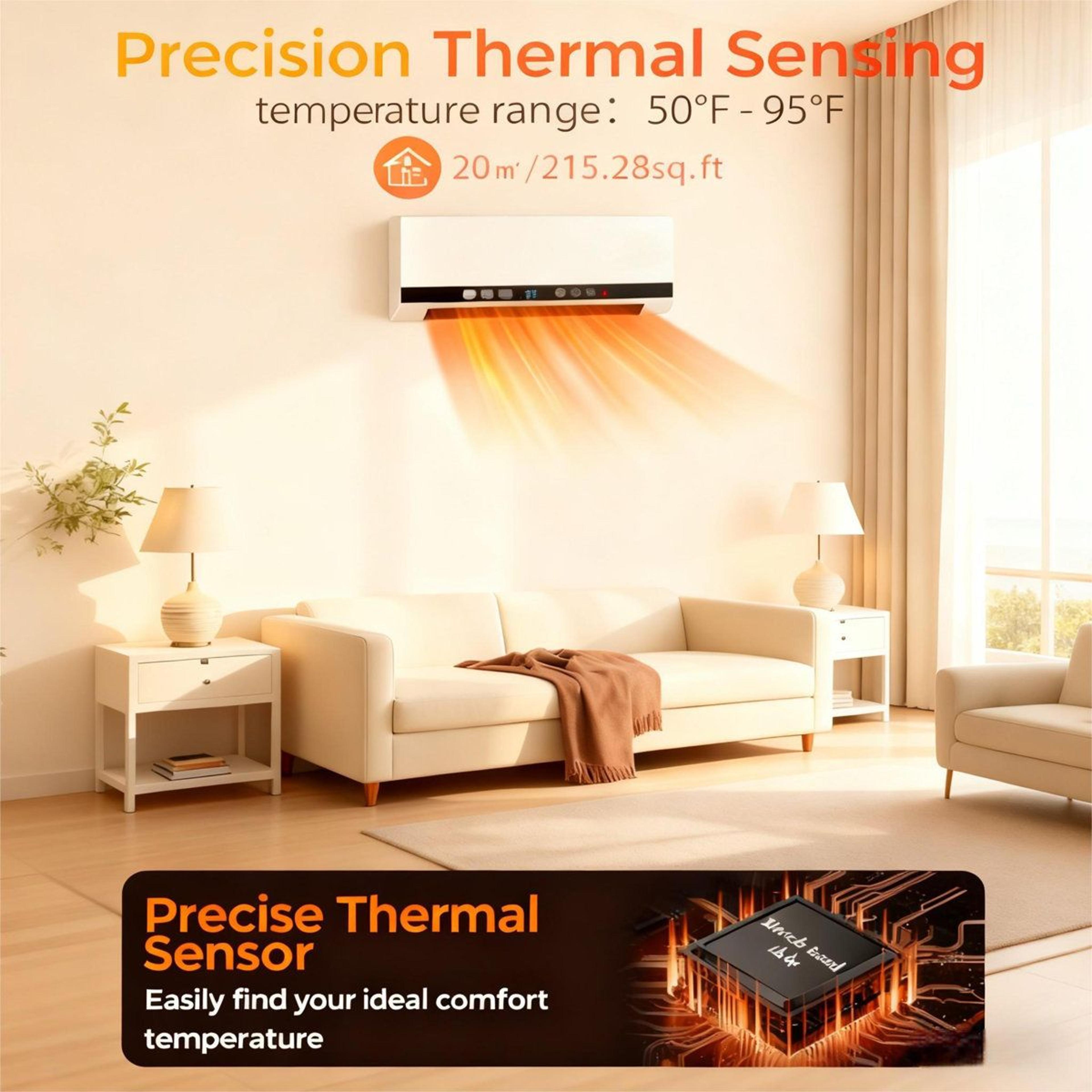 Electric Wall Heater With LED Touchscreen Remote Control And Programmable Timer 4