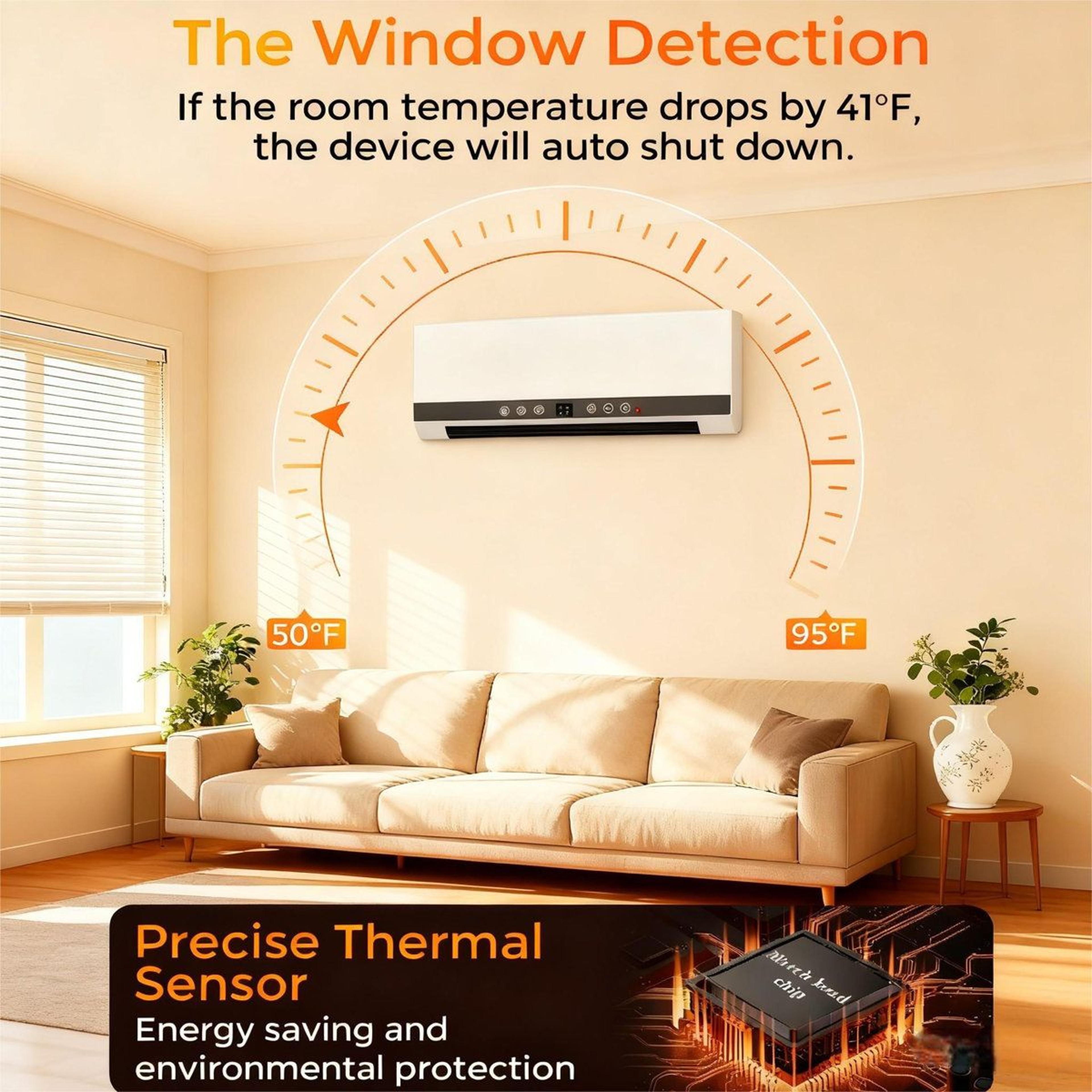 Electric Wall Heater With LED Touchscreen Remote Control And Programmable Timer 2