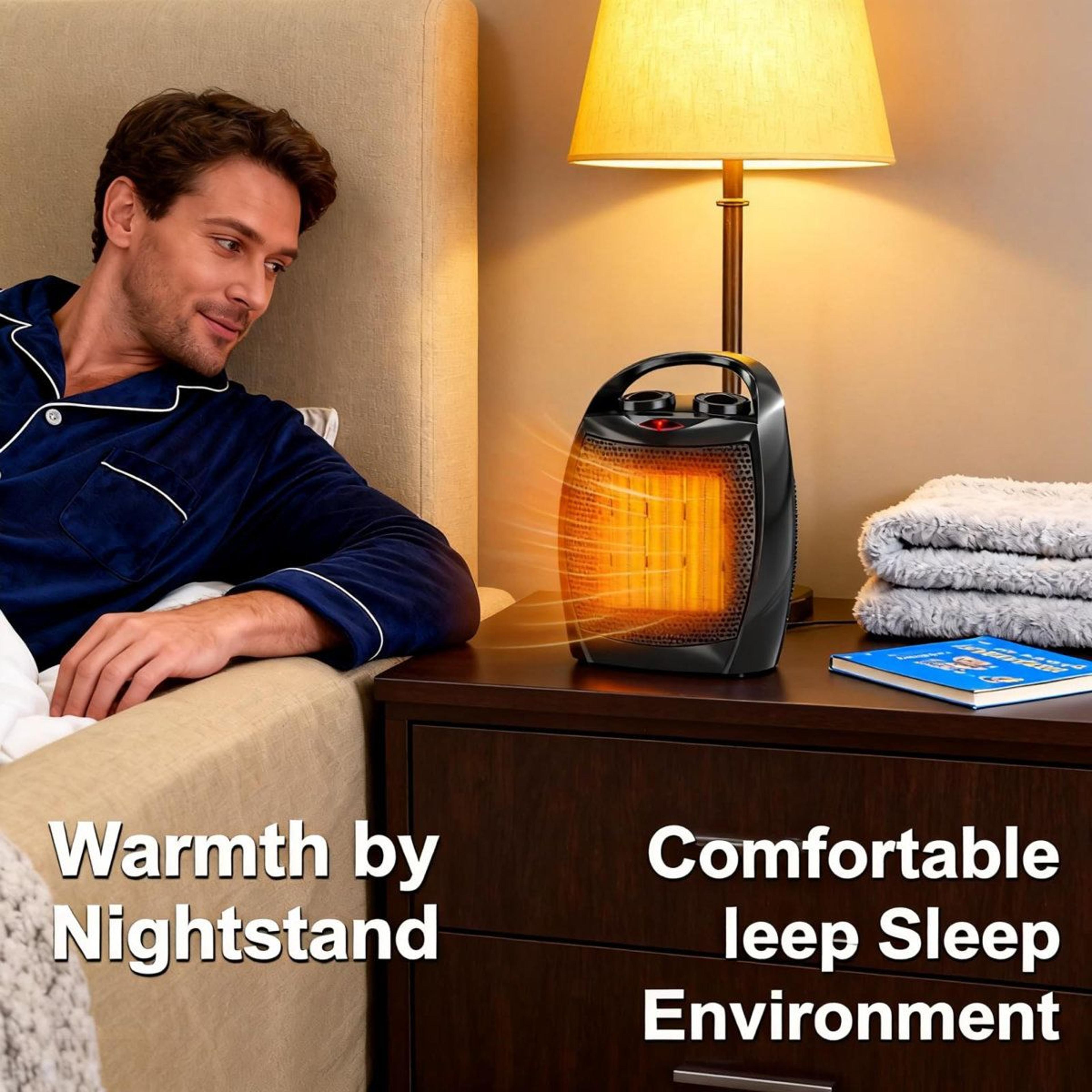 1500W Portable Ceramic Space Heater With Adjustable Thermostat And Cooling Fan 4