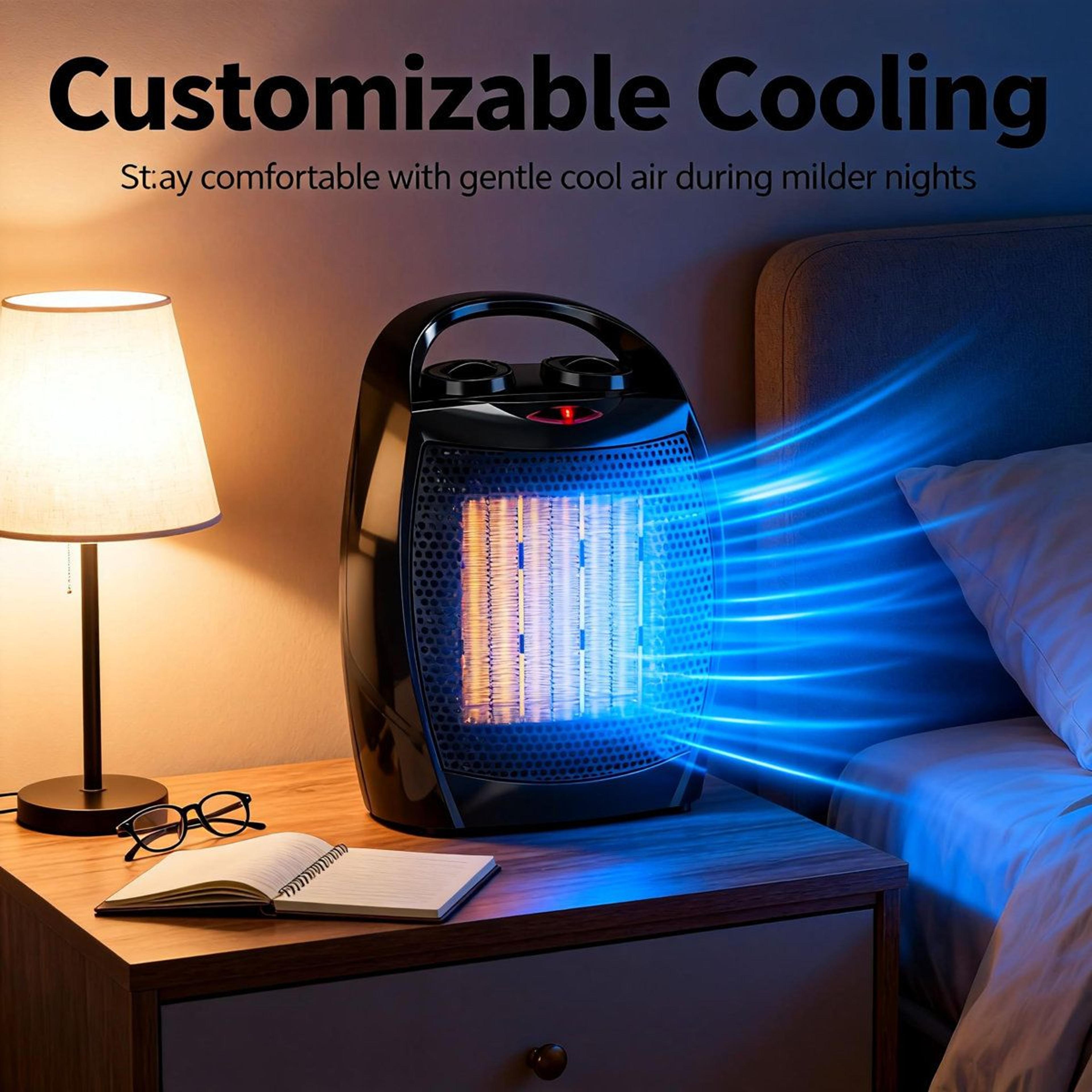 1500W Portable Ceramic Space Heater With Adjustable Thermostat And Cooling Fan 2
