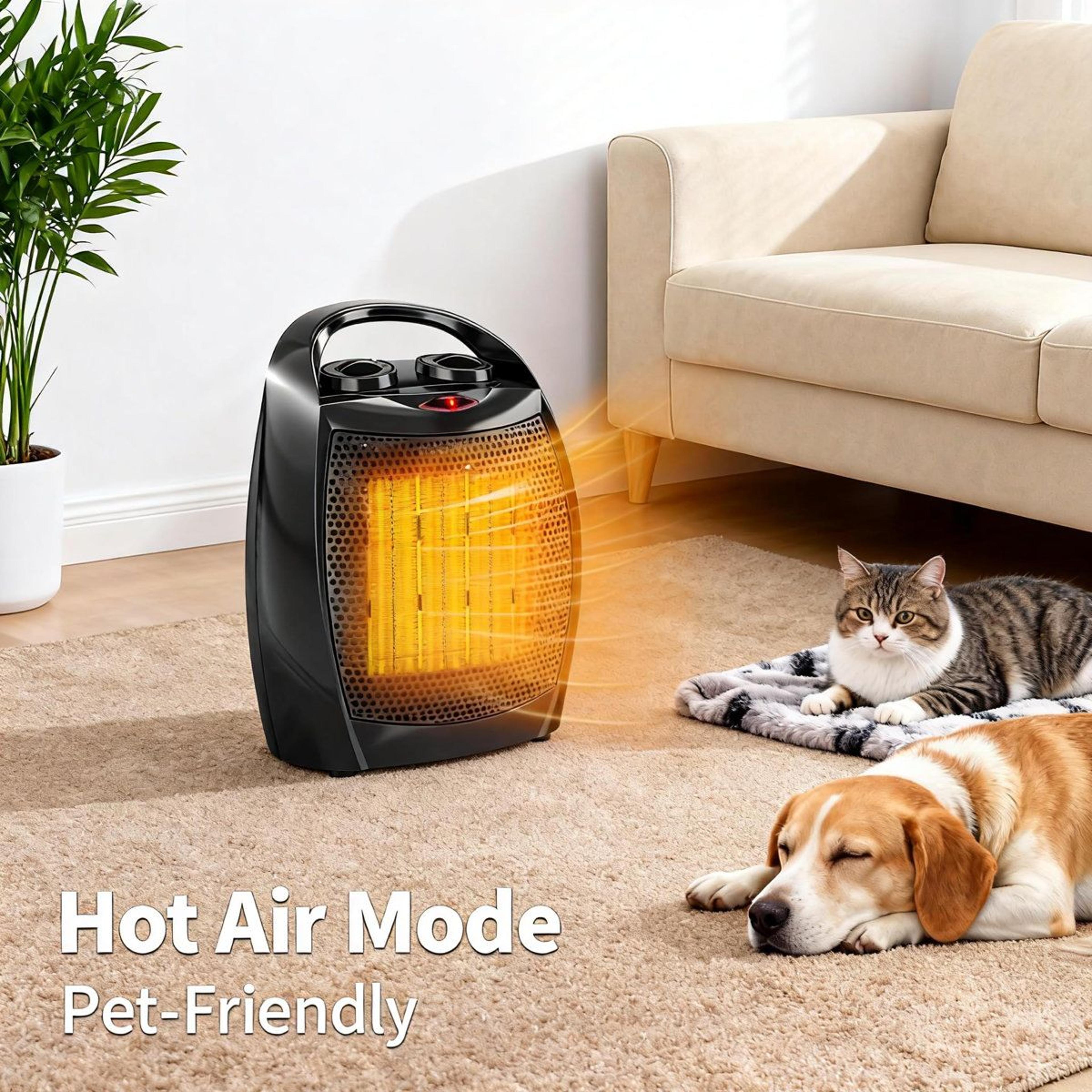1500W Portable Ceramic Space Heater With Adjustable Thermostat And Cooling Fan 6