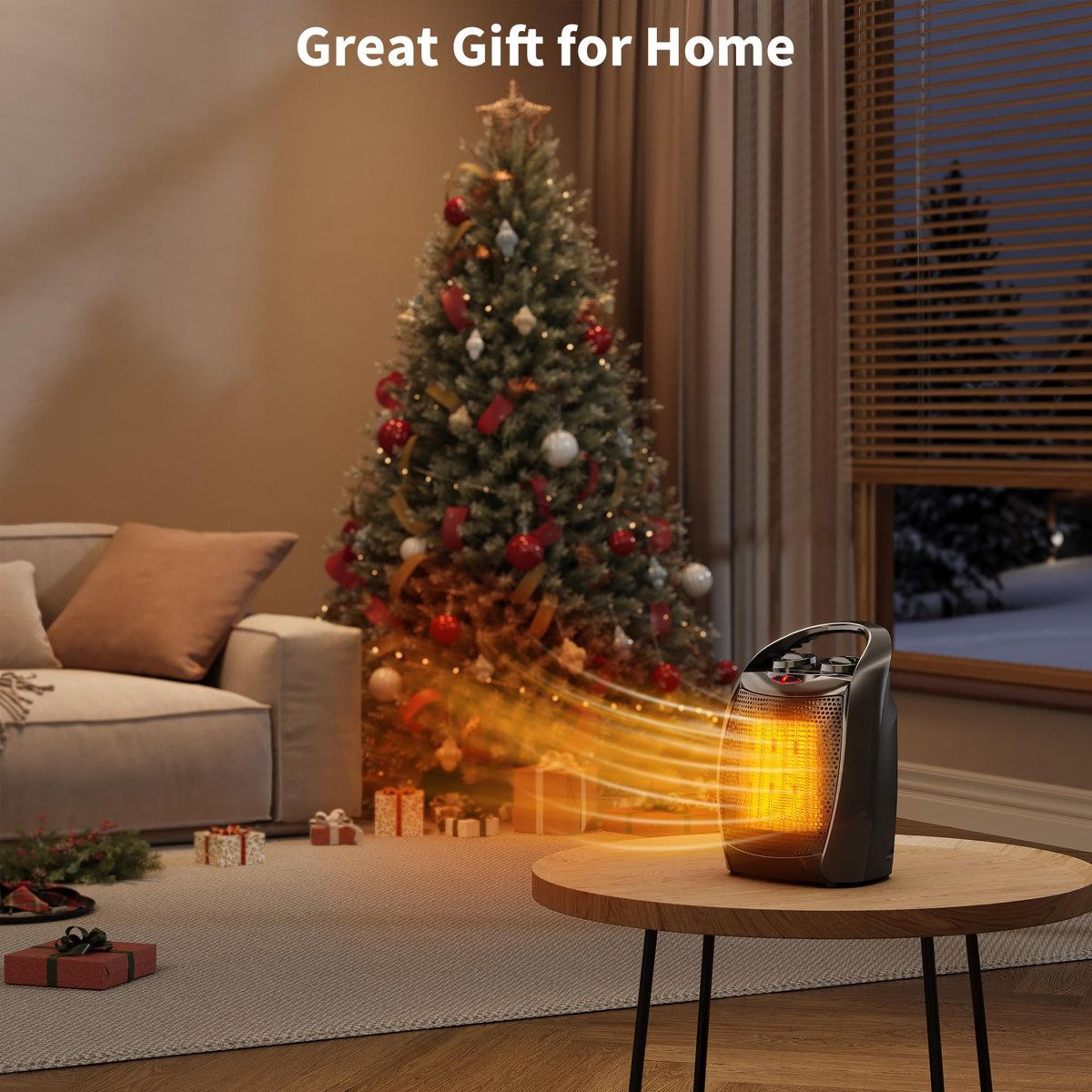 1500W Portable Ceramic Space Heater With Adjustable Thermostat And Cooling Fan 7