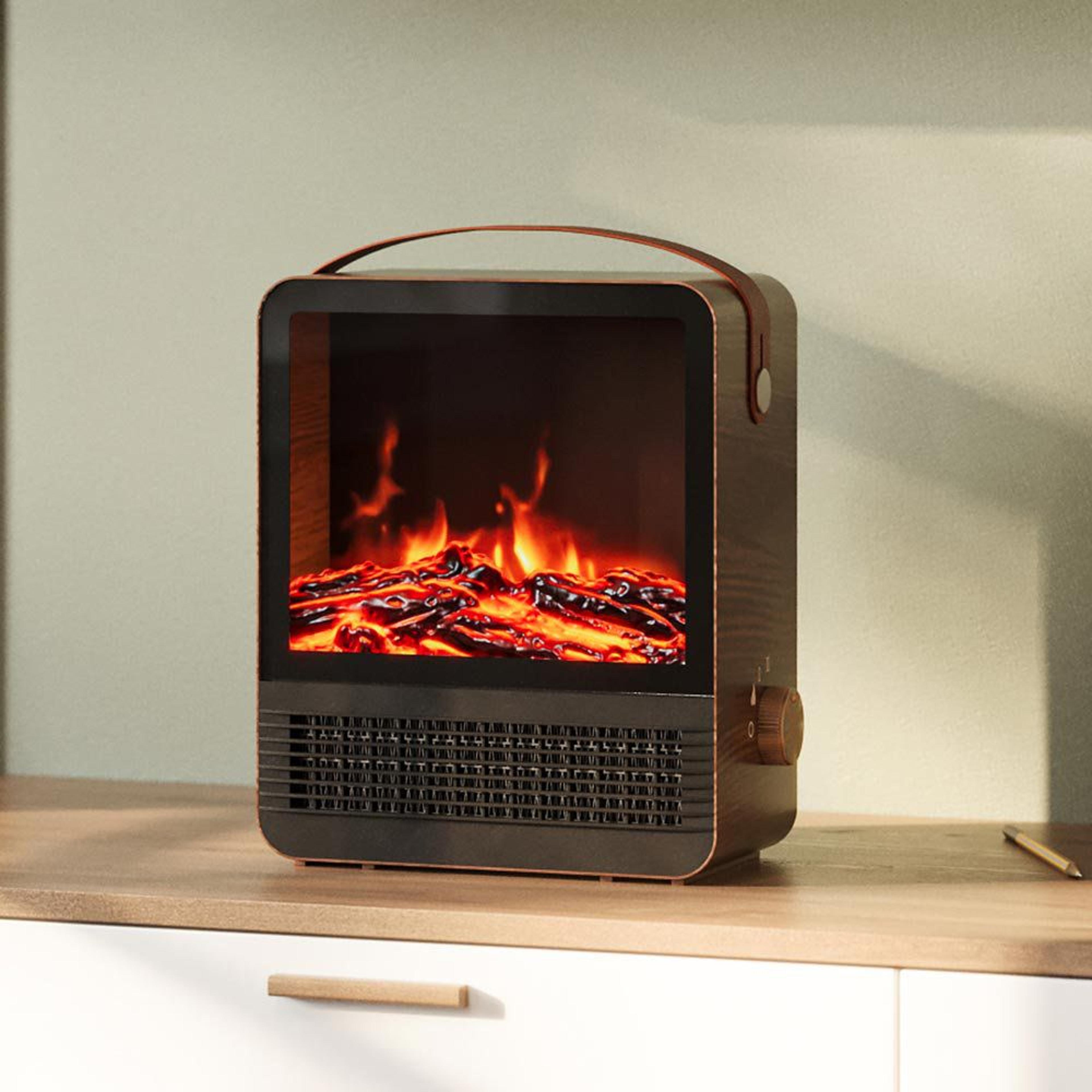 Portable Electric Fireplace Space Heater With 3D Flame Effect 1500W 3