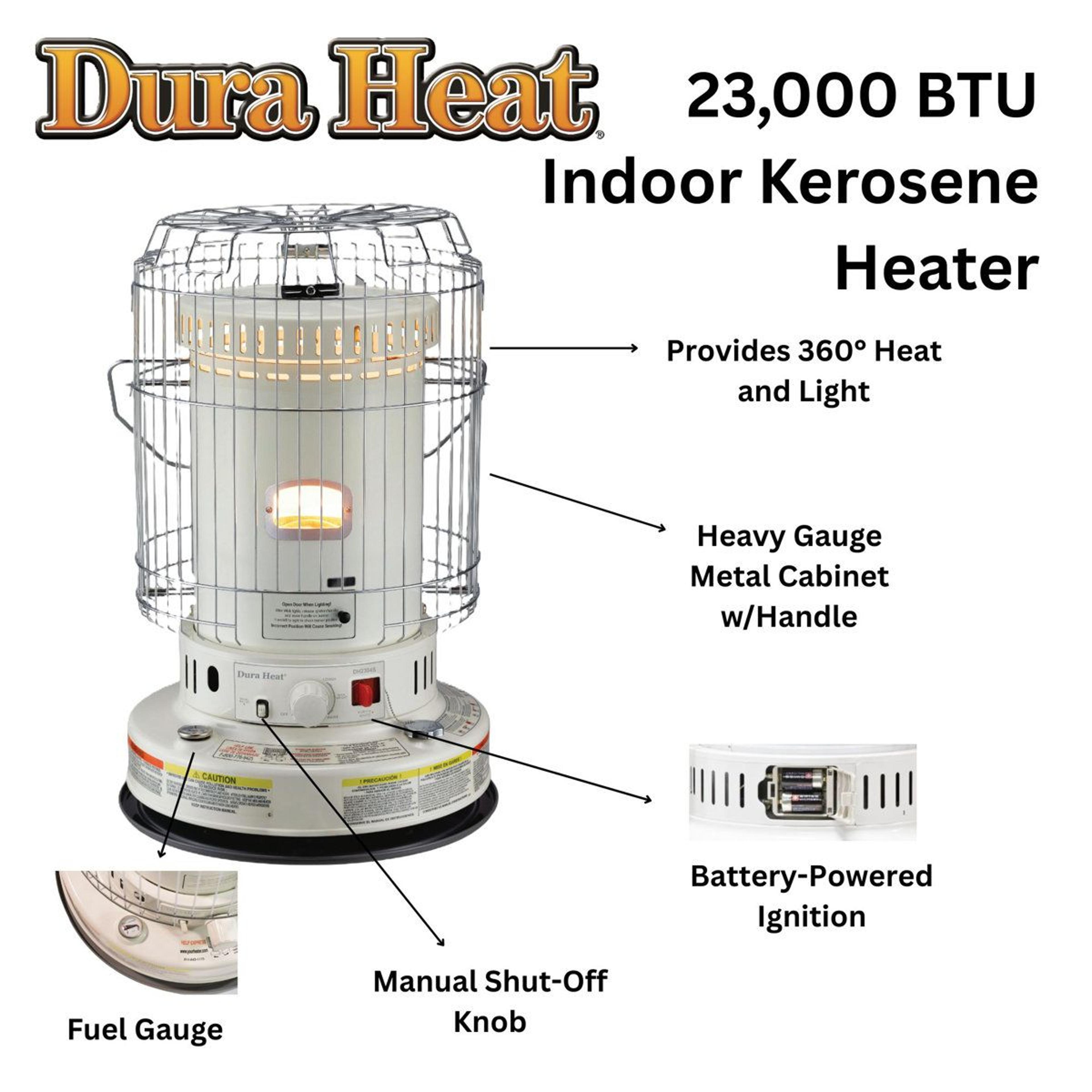 Portable Kerosene Heater 23800 BTU With 360Degree Convection Heating And TipOver ShutOff 13