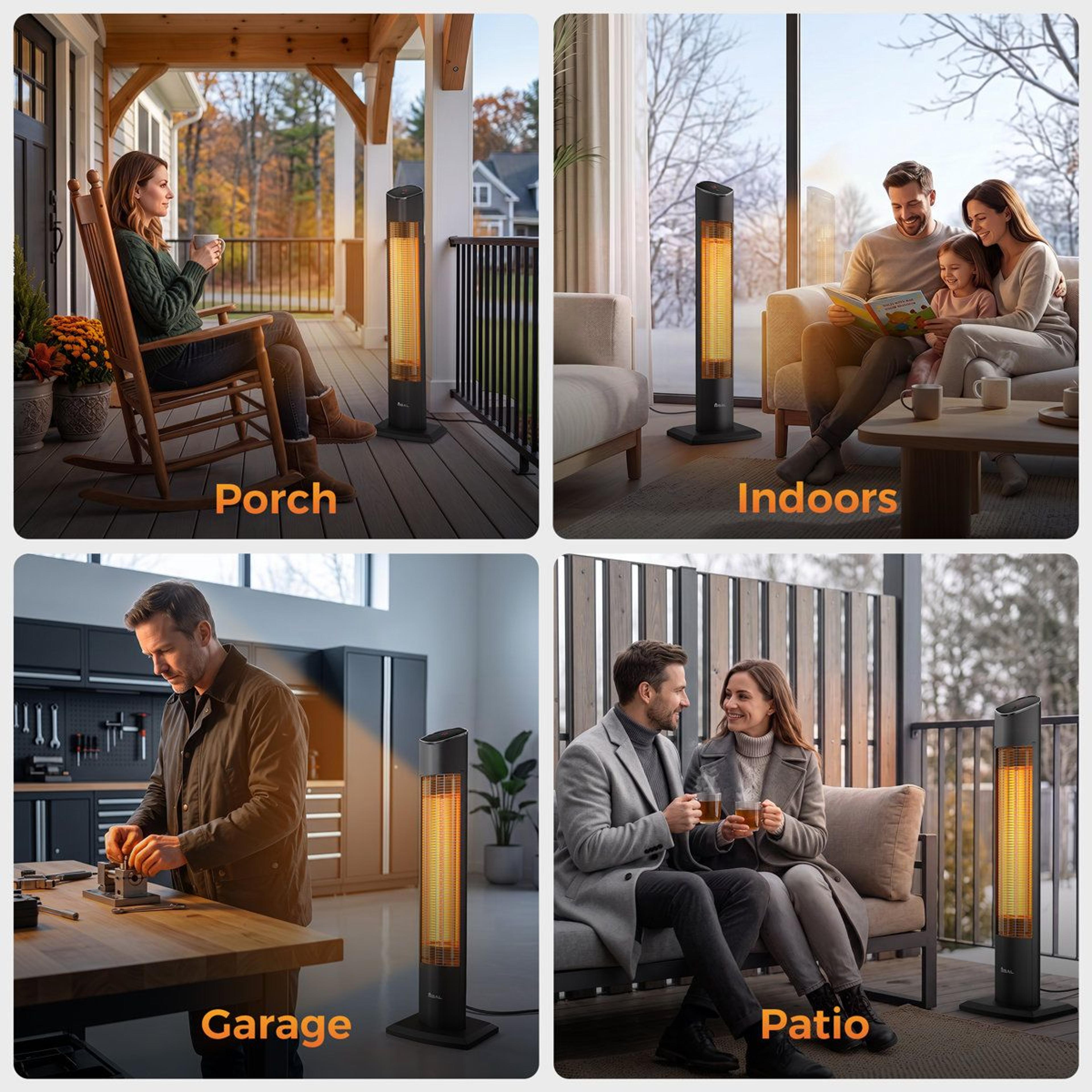 1500W Freestanding Electric Patio Heater With Remote Control And 24Hour Timer 11