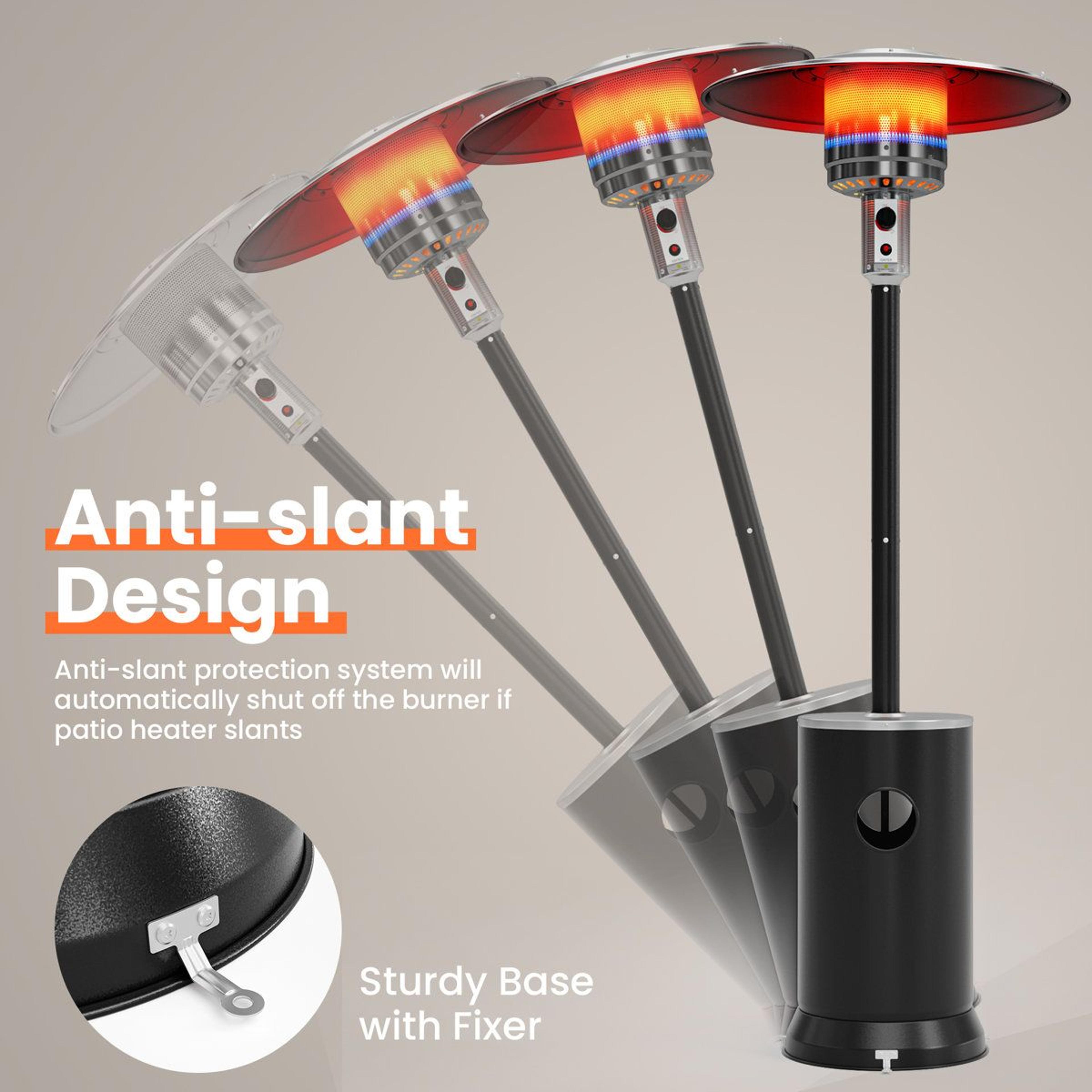 48000 BTU Stainless Steel Propane Patio Heater With Wheels And Safety Shutoff 5
