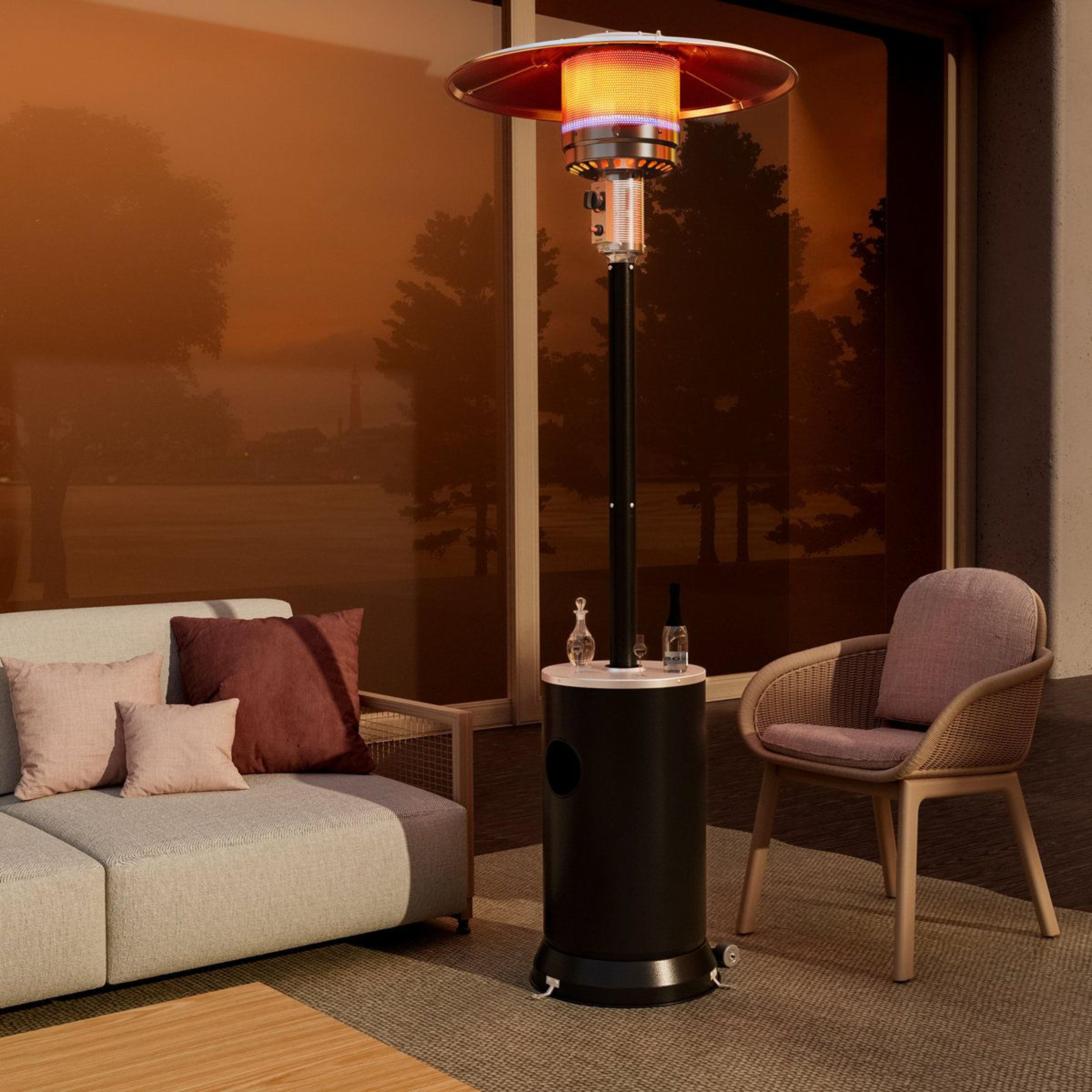 48000 BTU Stainless Steel Propane Patio Heater With Wheels And Safety Shutoff 2