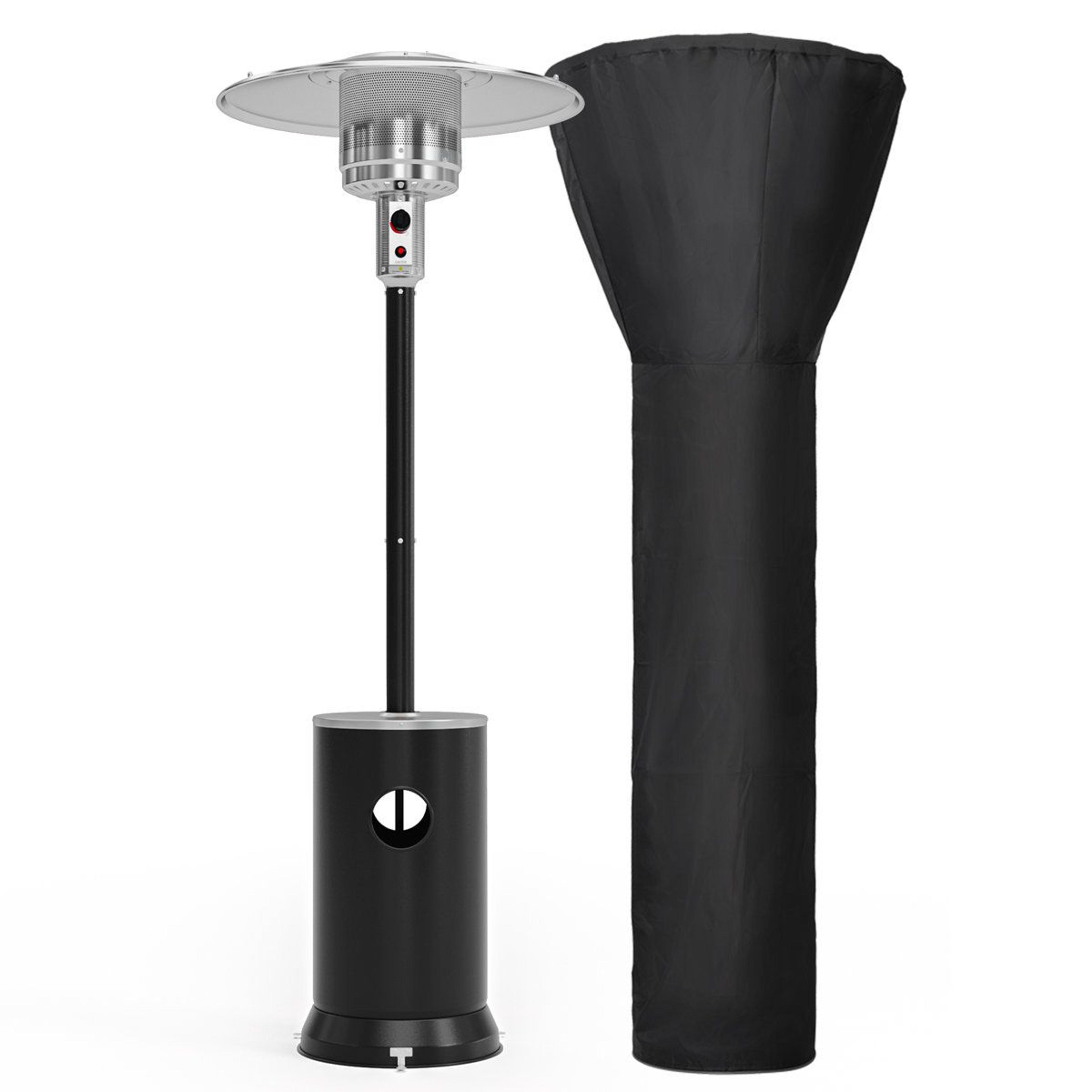 48,000 btu stainless steel propane patio heater with wheels and safety shutoff