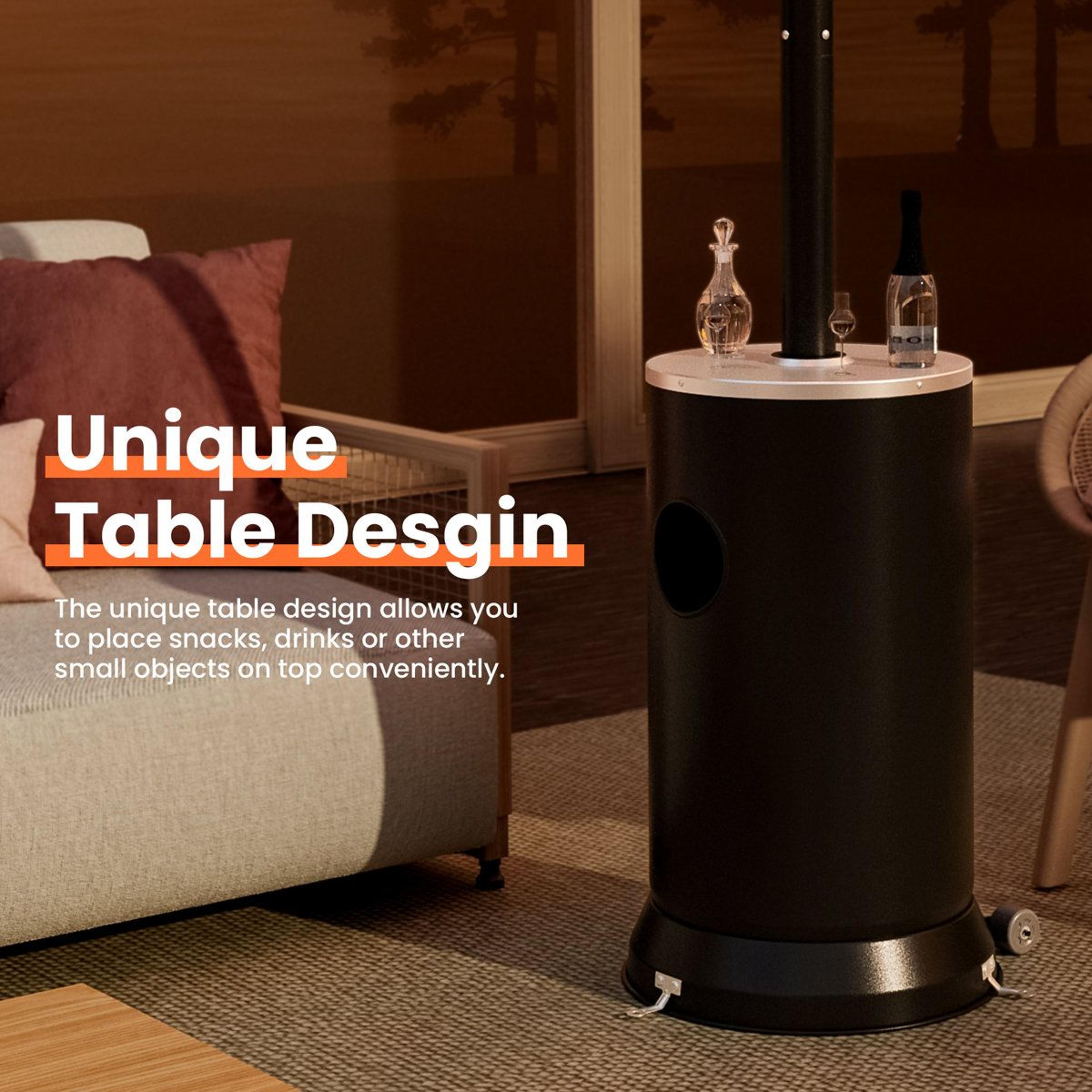 48000 BTU Stainless Steel Propane Patio Heater With Wheels And Safety Shutoff 3