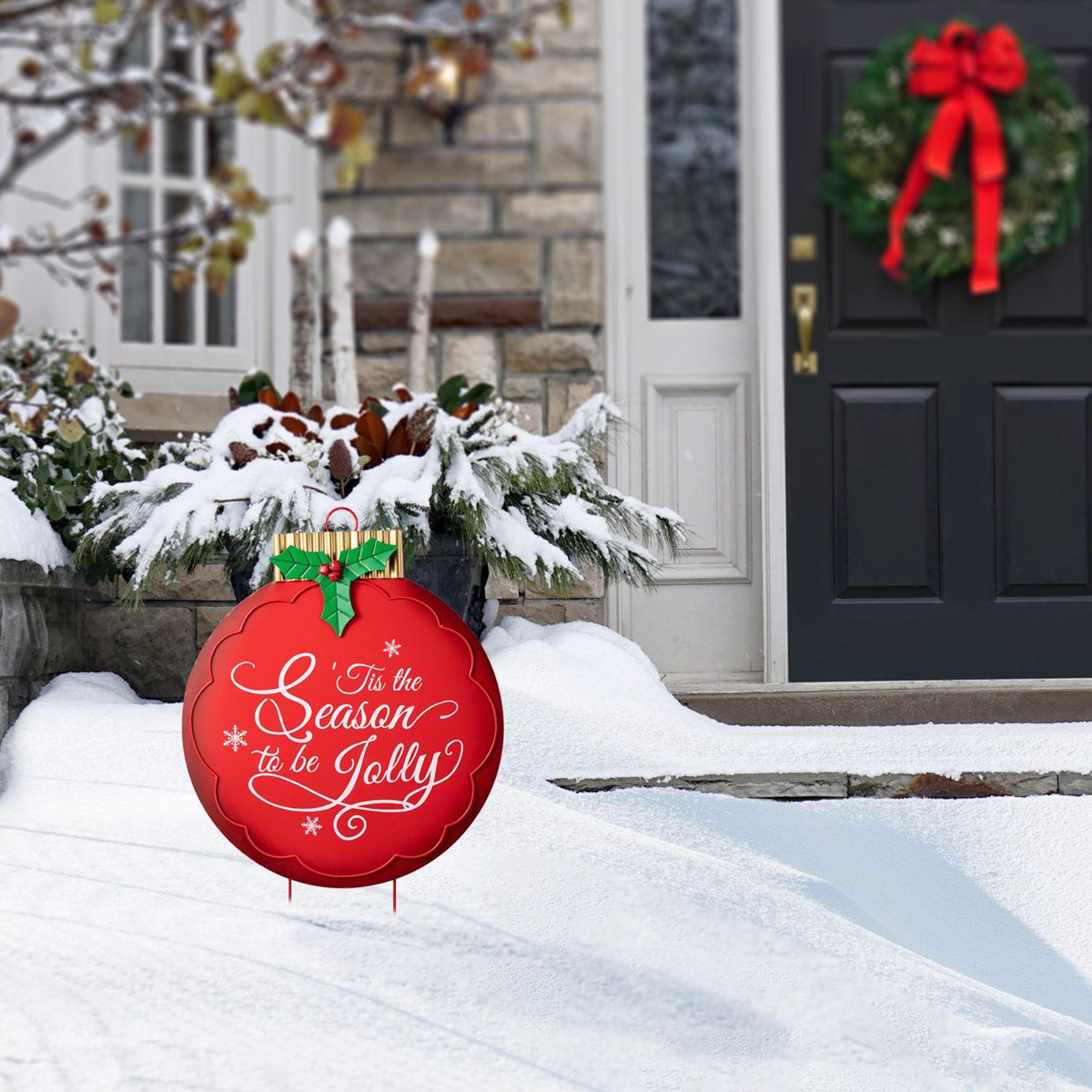Large Metal Christmas Ornament Yard Stake And Wall Decor 2
