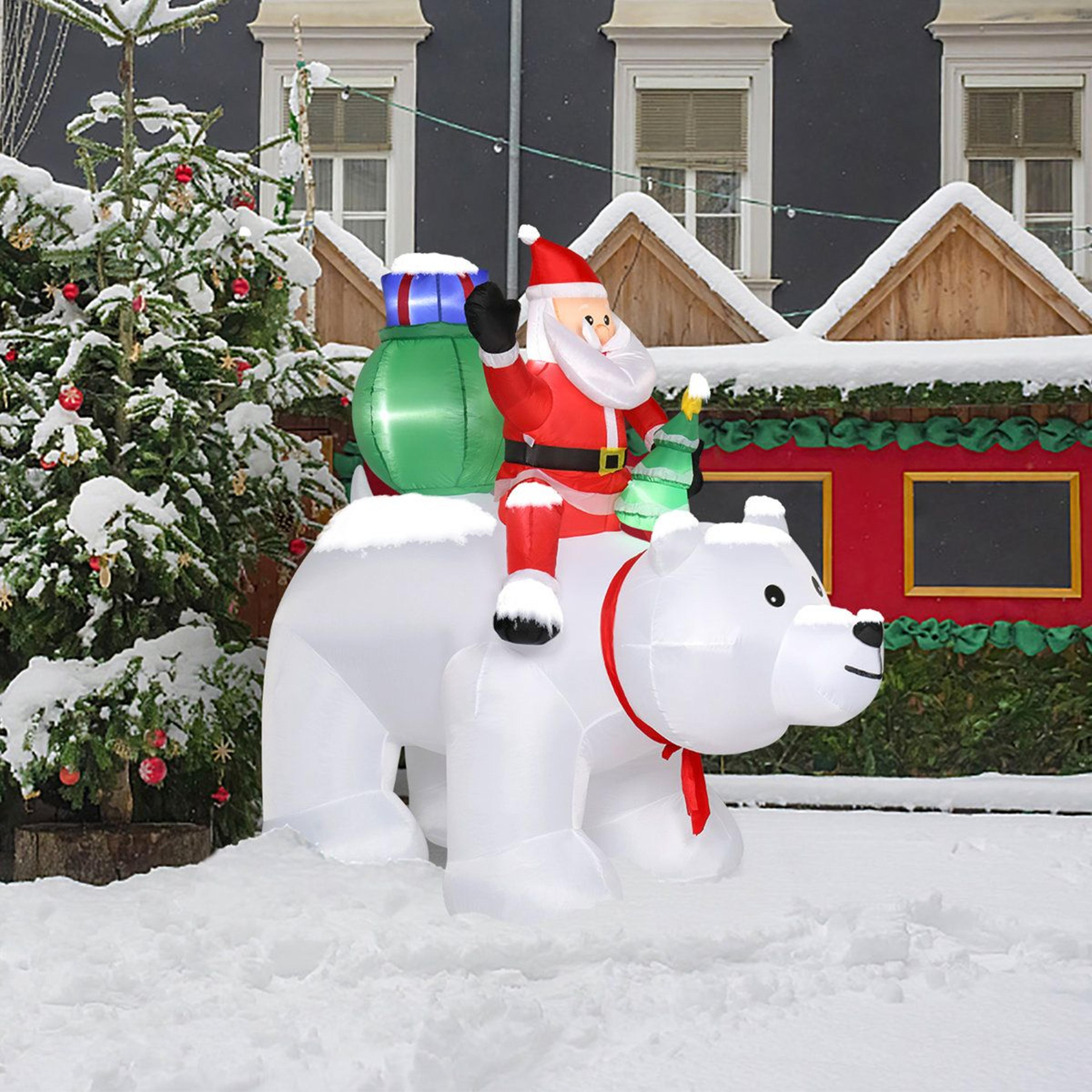 LED Christmas Santa And Polar Bear Inflatable Decoration With Warm White Lights 9