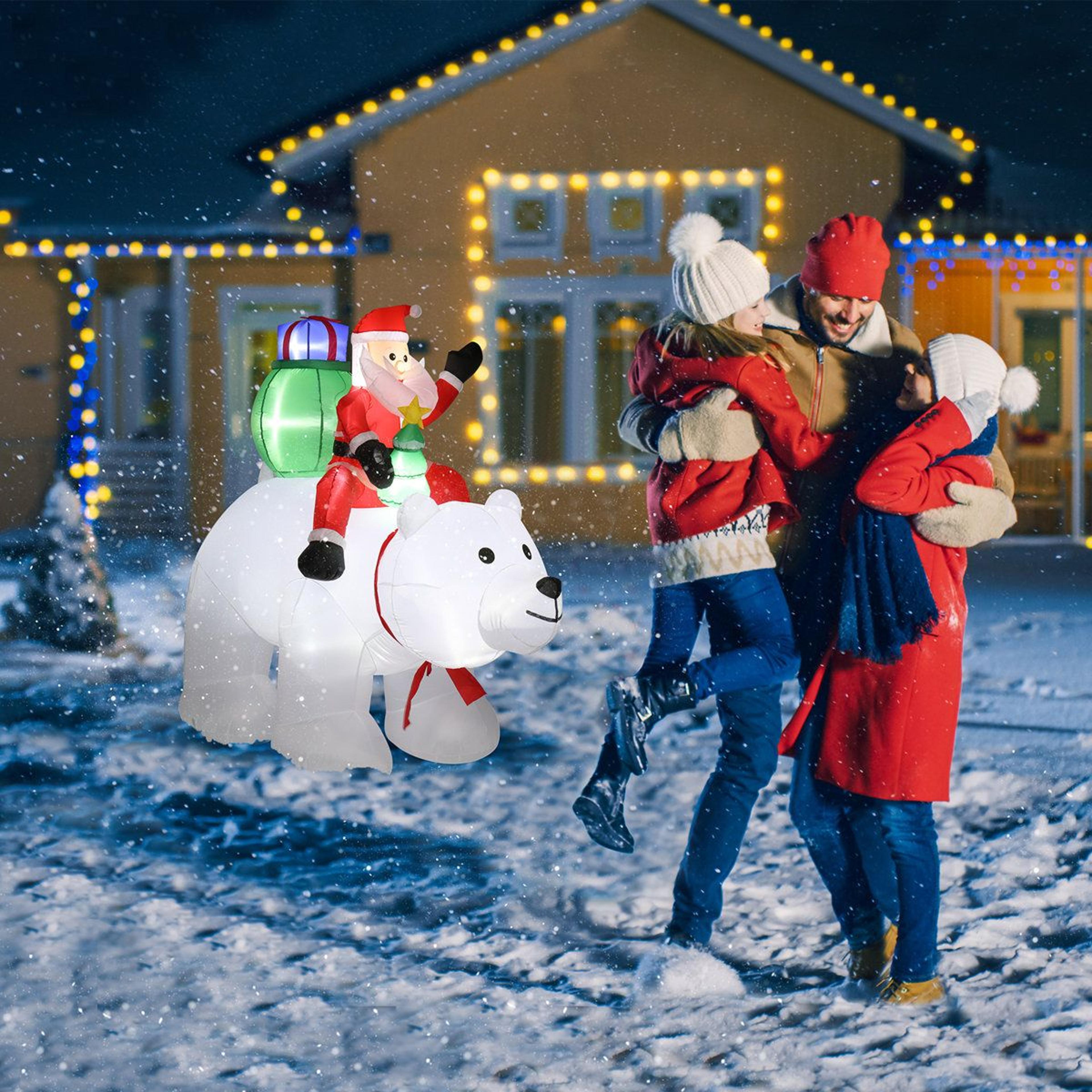 LED Christmas Santa And Polar Bear Inflatable Decoration With Warm White Lights 3