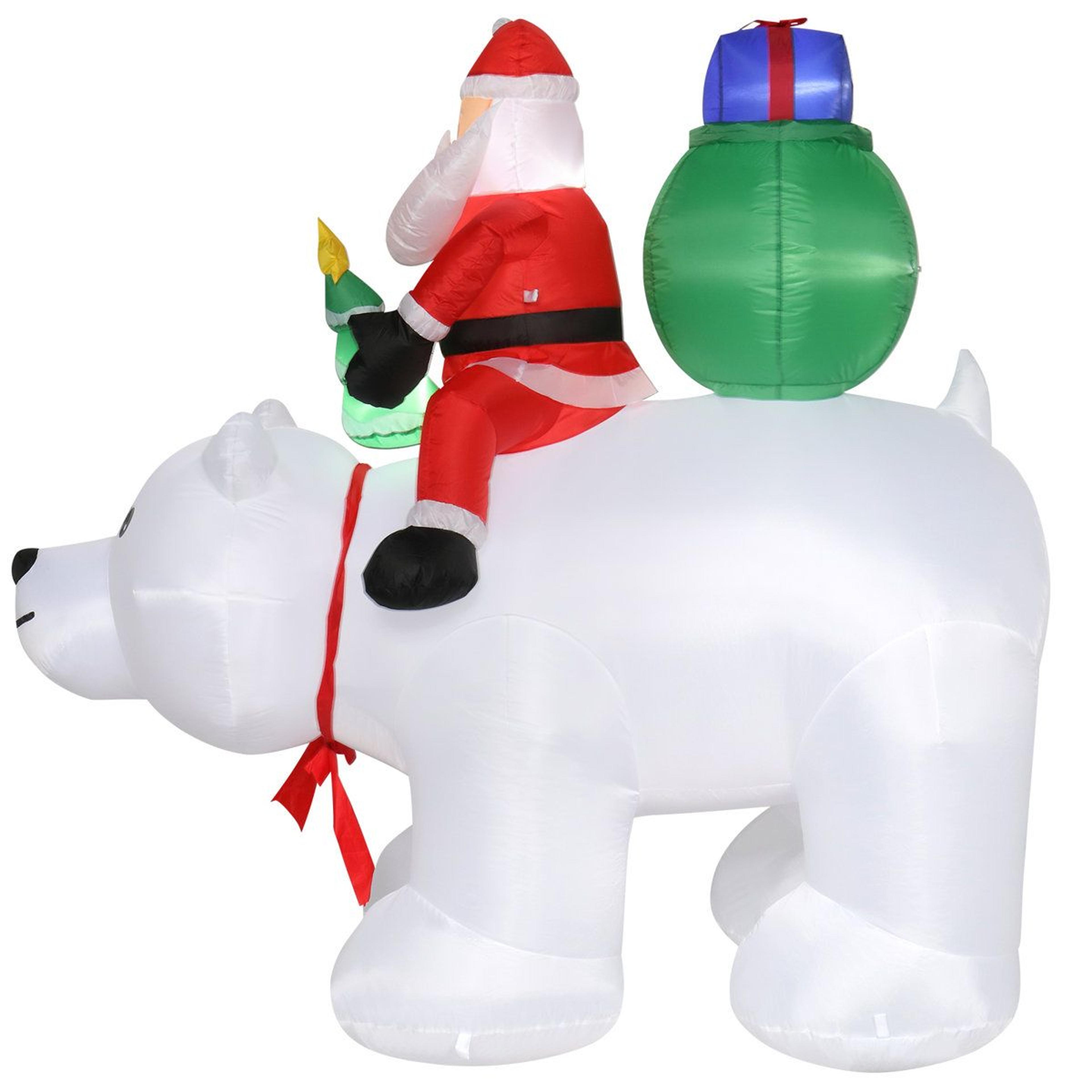 LED Christmas Santa And Polar Bear Inflatable Decoration With Warm White Lights 7