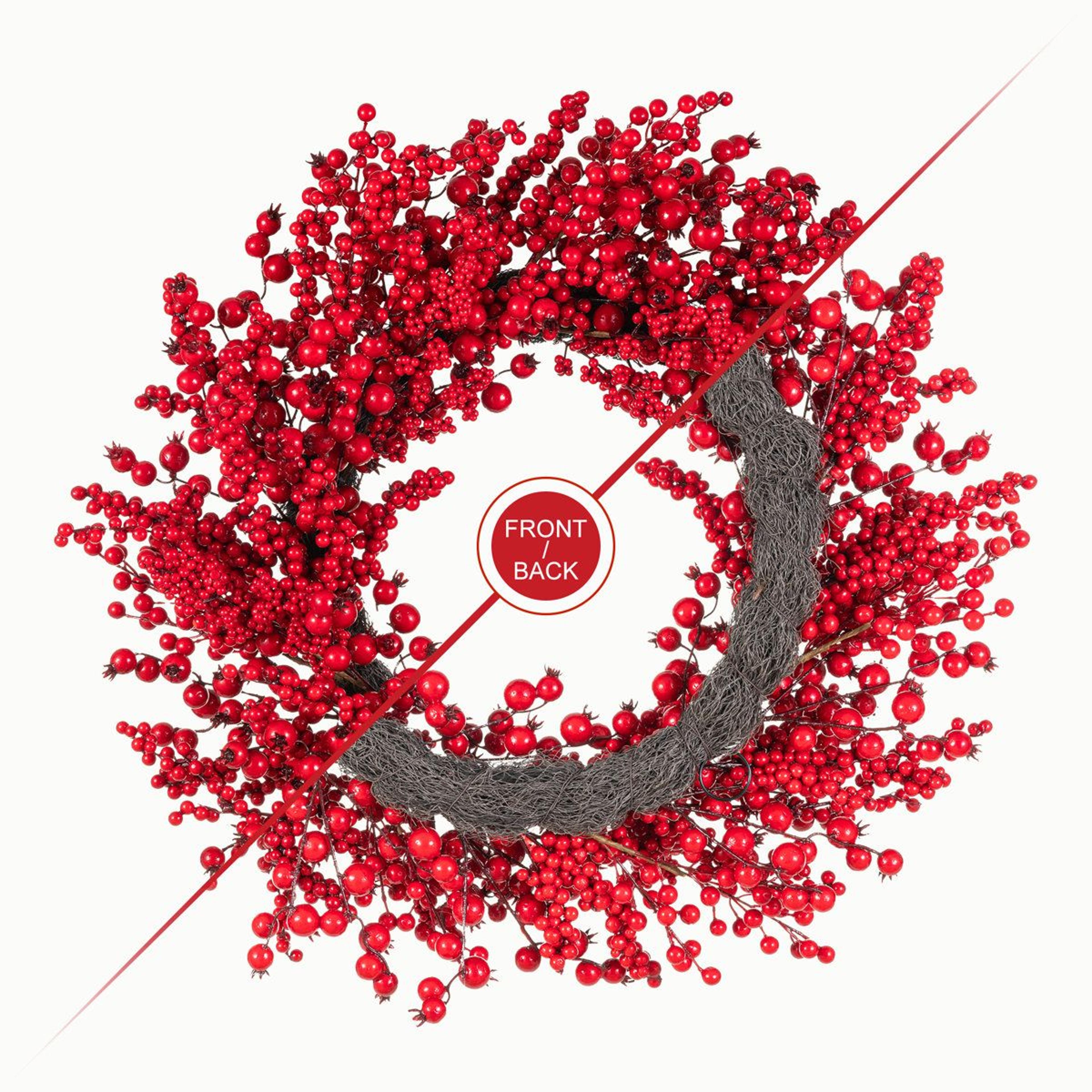28 Inch Red Christmas Berry Wreath For Holiday Door And Wall Decor 7