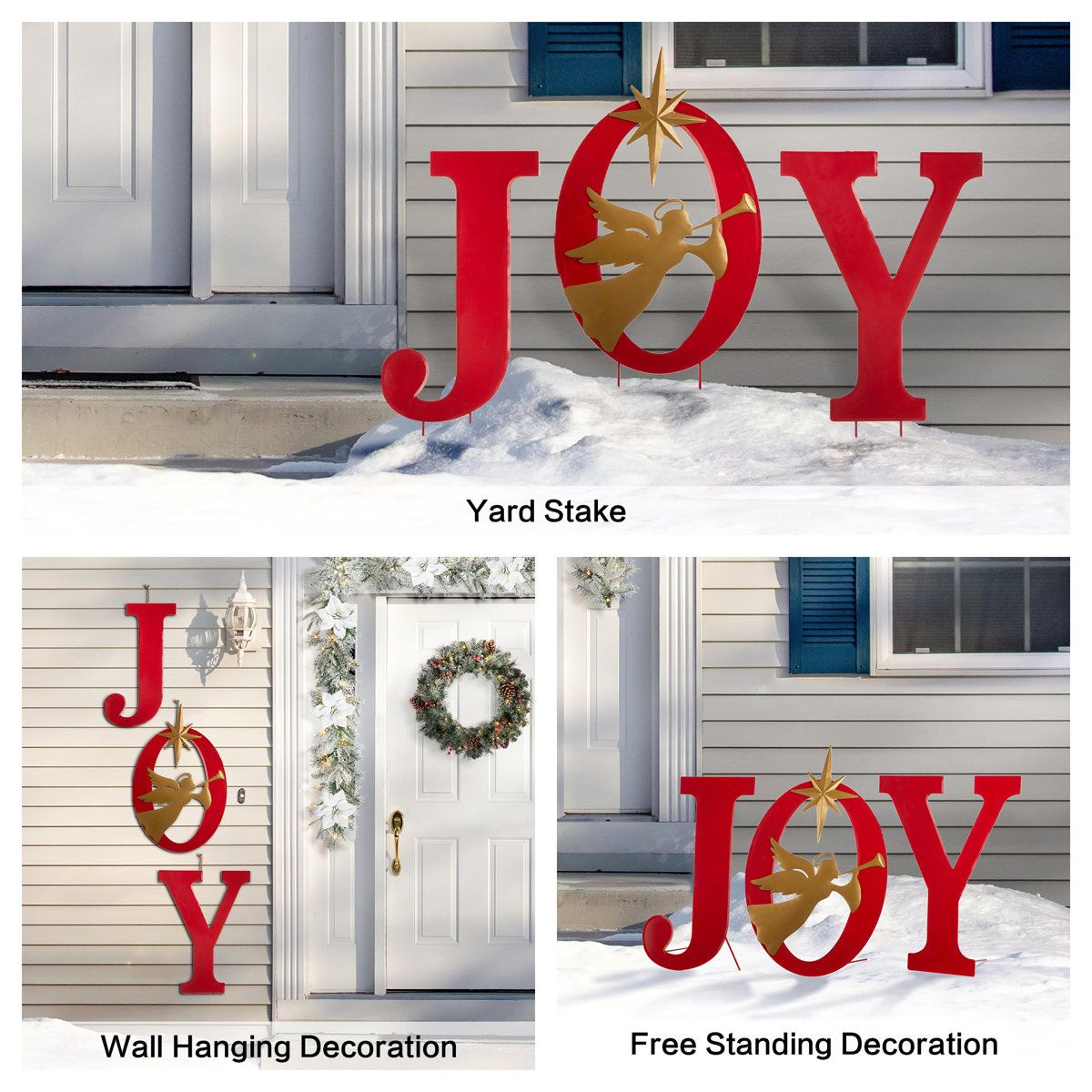 36Inch Metal Christmas JOY Angel Garden Stake And Wall Decor 2
