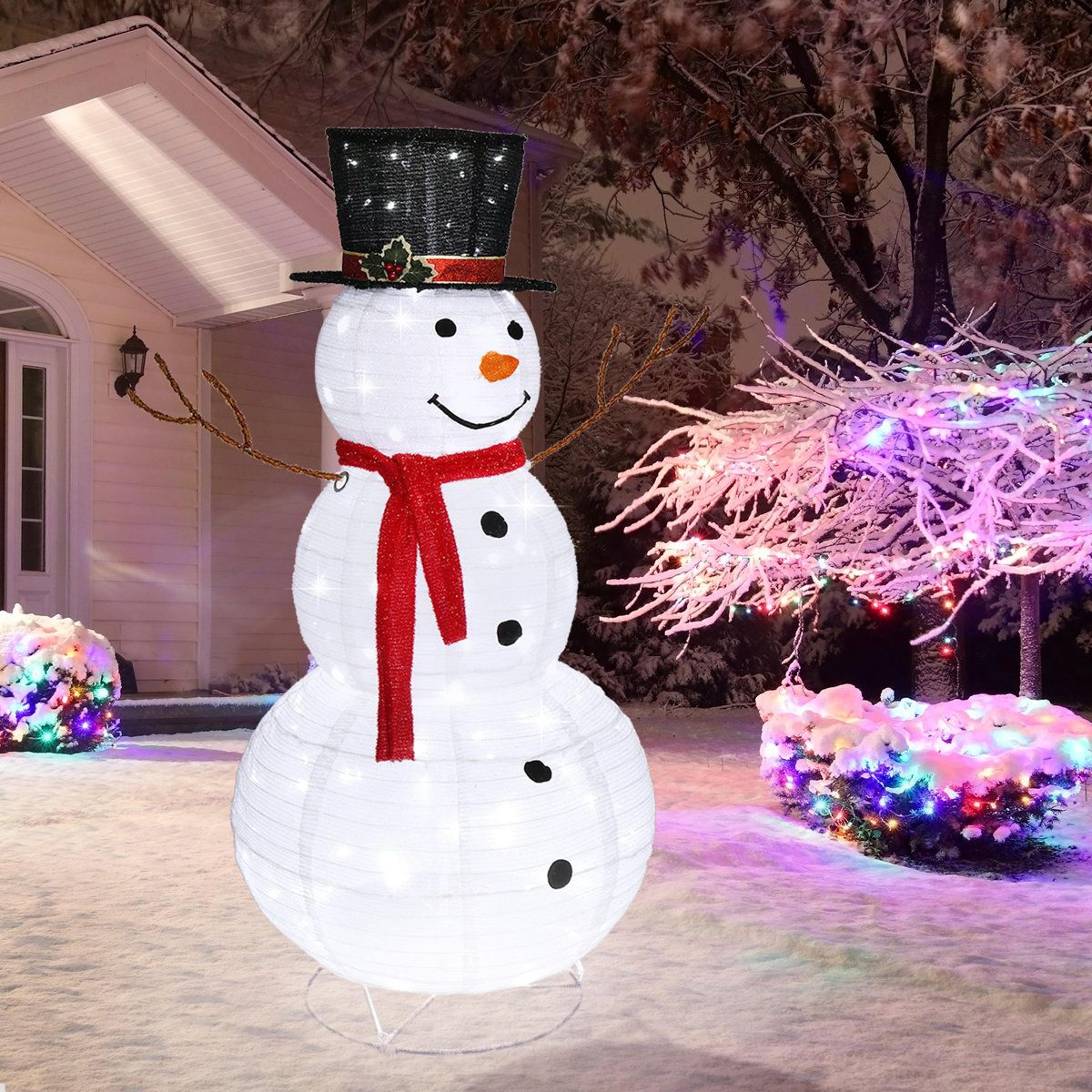 47Inch Lighted Plush Snowman Outdoor Christmas Yard Decoration 1