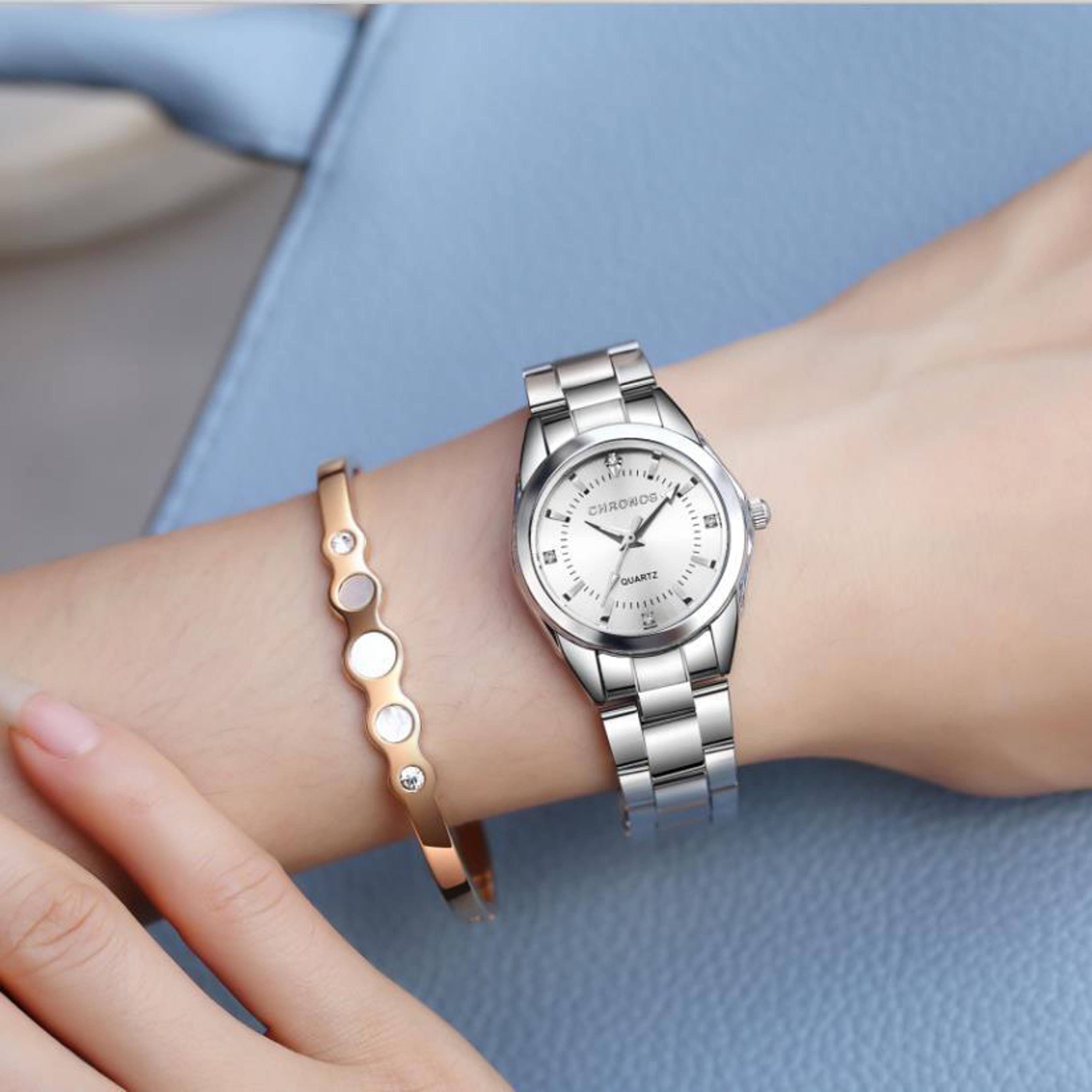 Chronos Elegant Stainless Steel Womens Quartz Watch 2