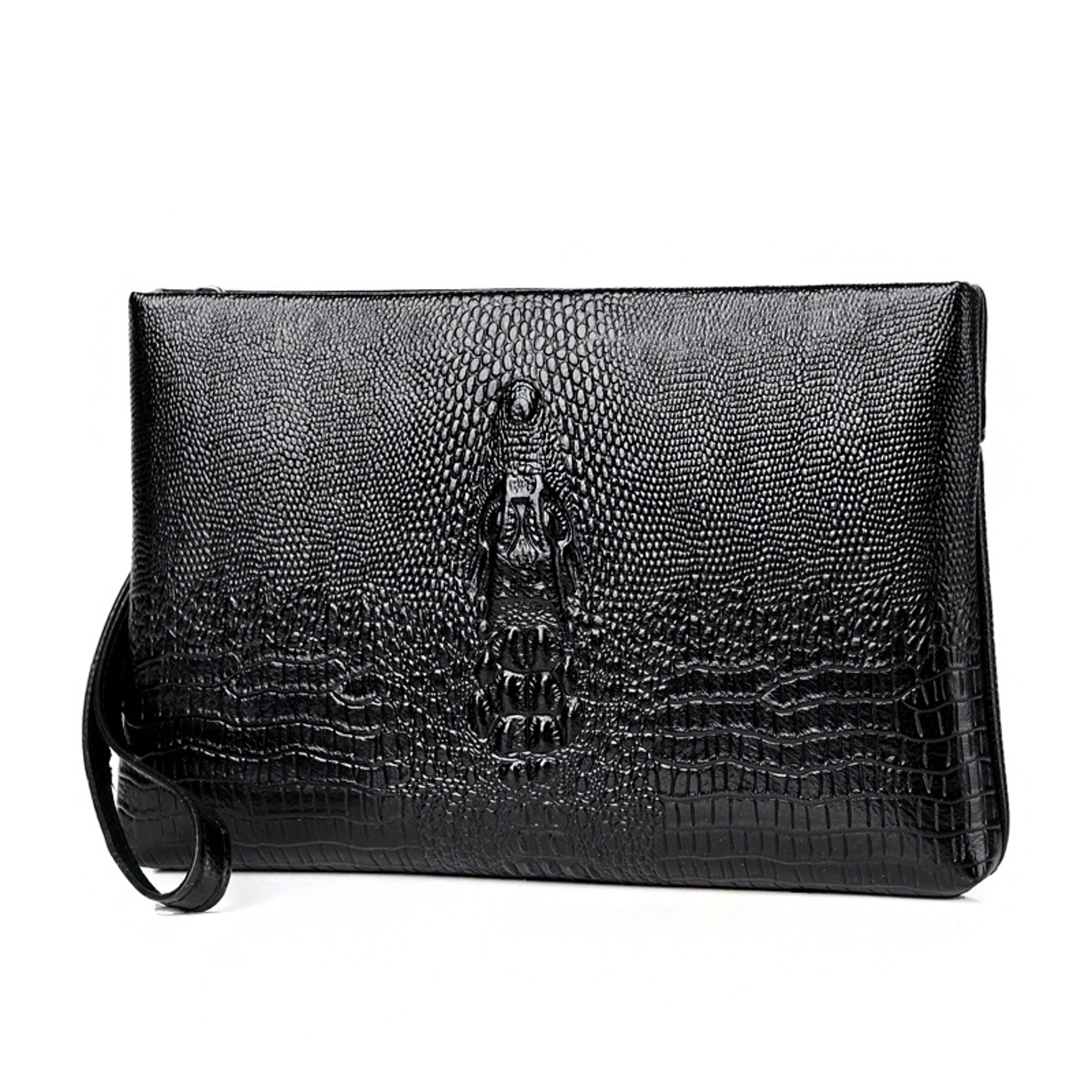 Men Leather Double Zipper Clutch Bag 5