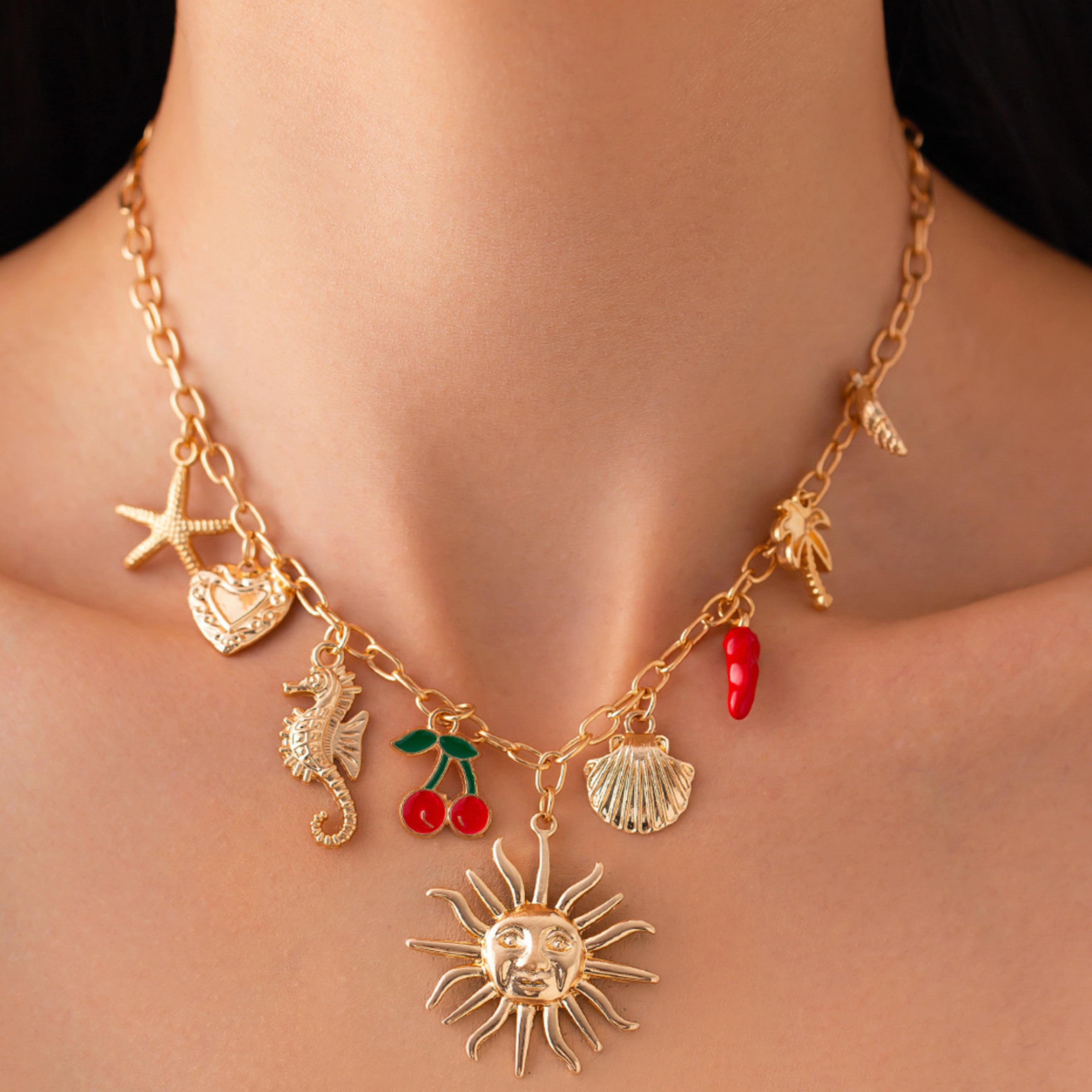 Salircon Gold Starfish Necklace For Women Vintage Summer Beach Jewelry 1
