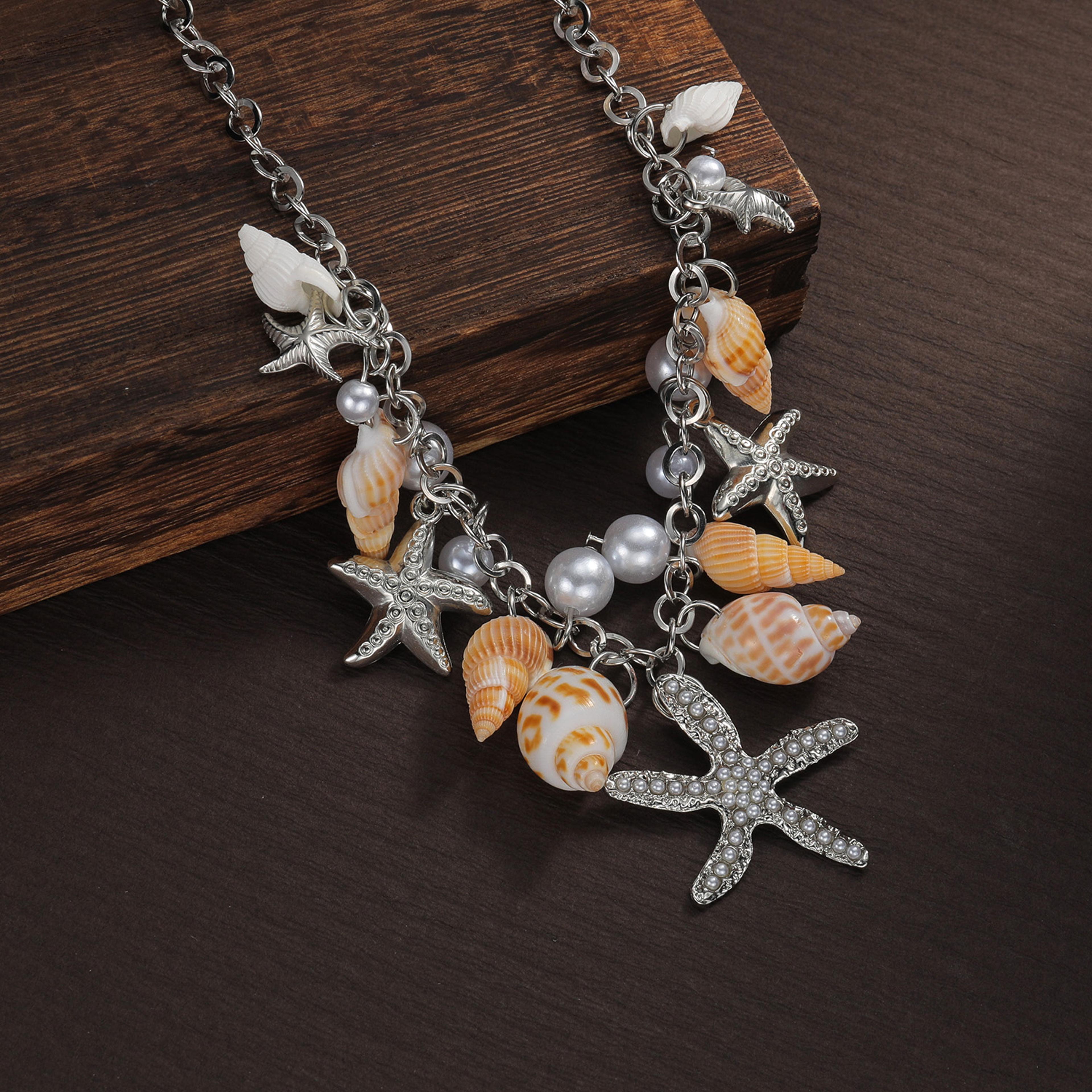 Bohemian Conch Shell Starfish Pearl Necklace For Women 4